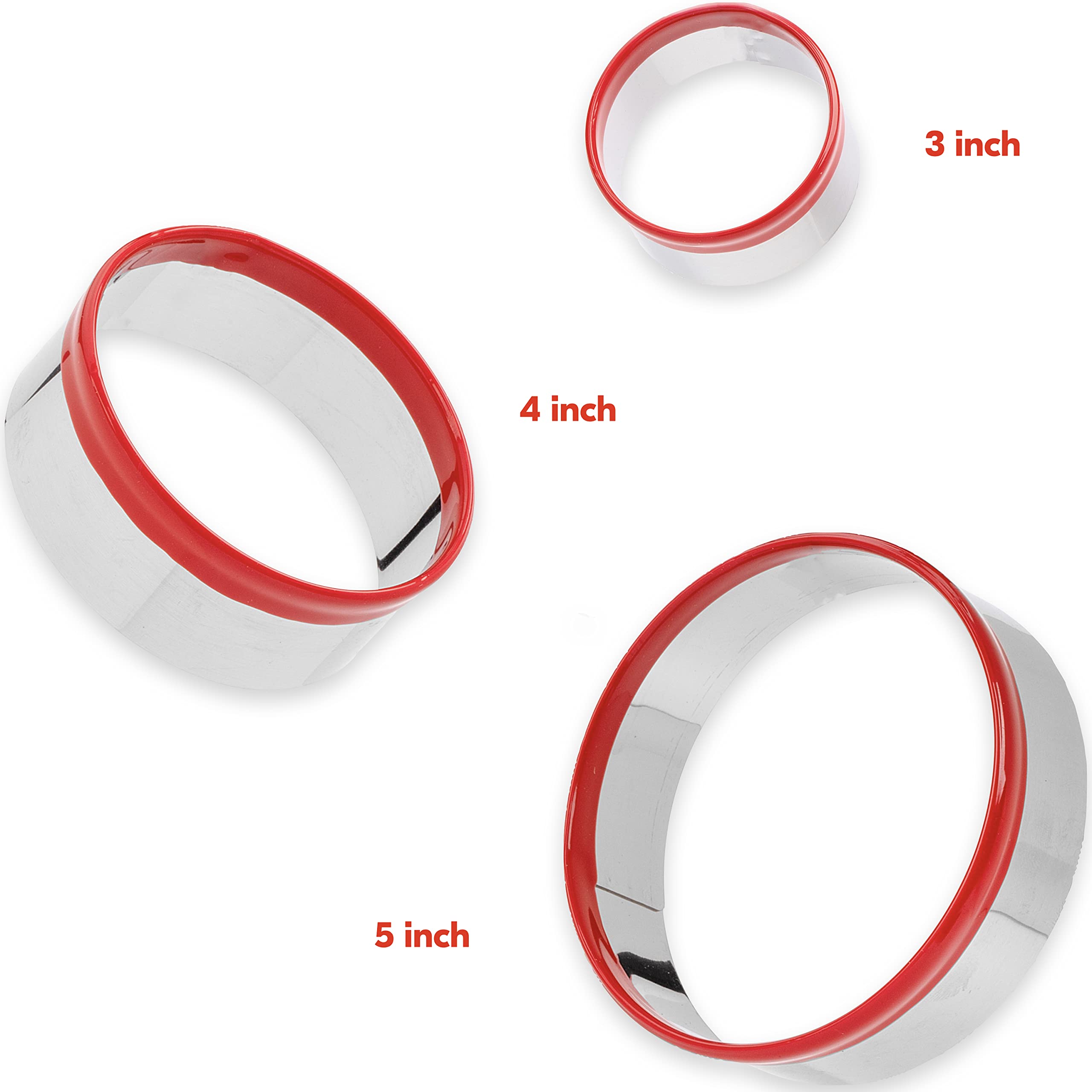 3Pcs Round Cookie Cutters 3'', 4'', 5'', Circle Biscuit Cutter, Large Cookie Cutters, Small Cake Cutter, Dough Cutter, Unique De