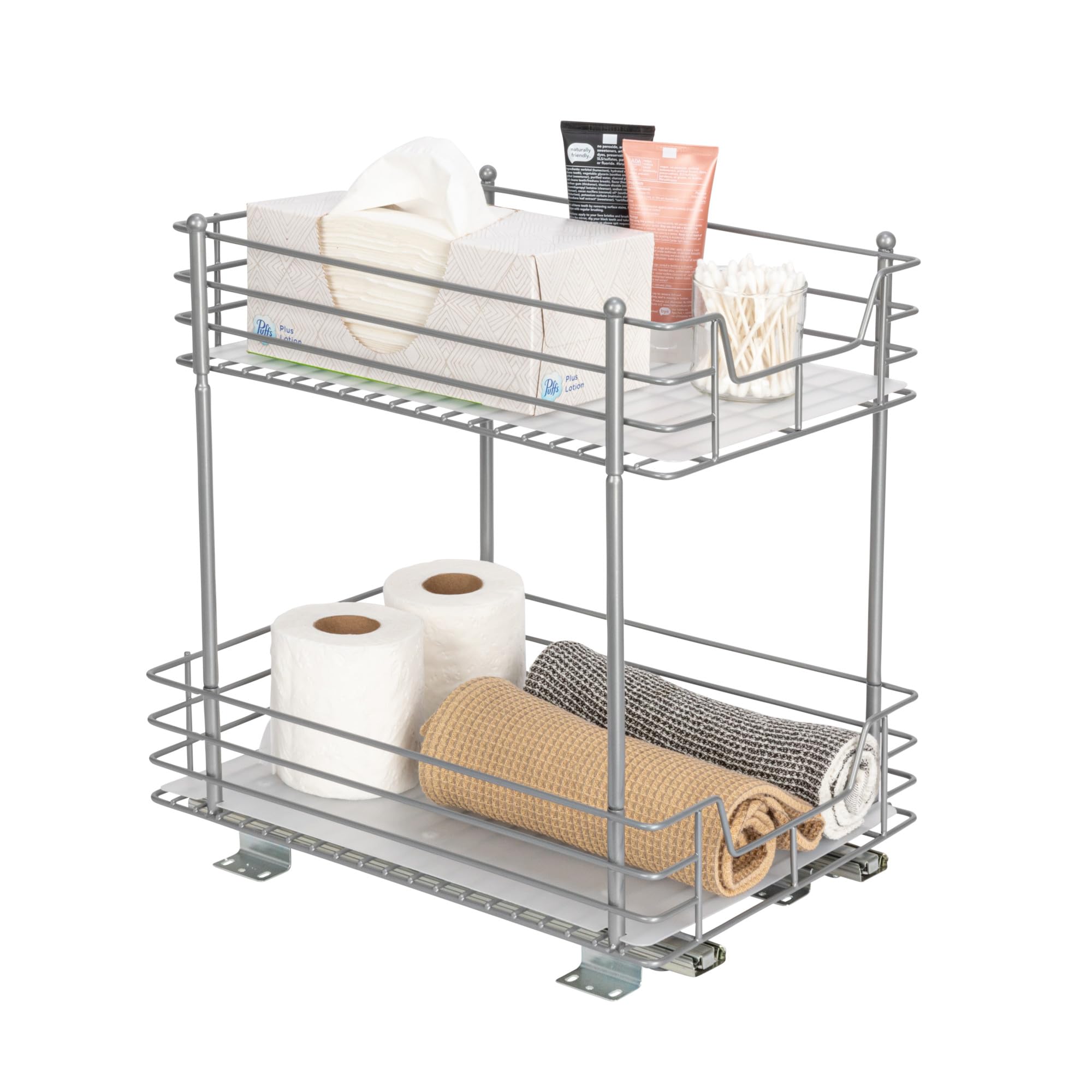Household Essentials Brushed Steel TwoTier PullOut Pantry Organizer