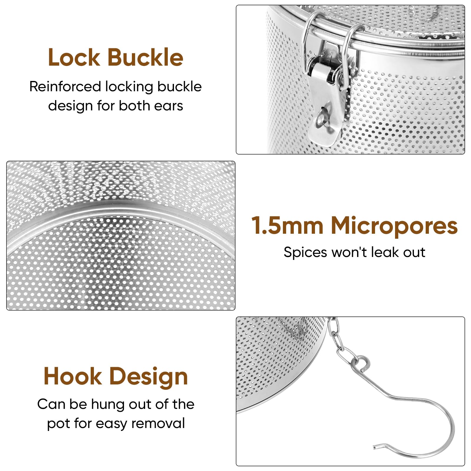 Hemoton Stainless Steel Seasoning Strainer Tea Ball Filter Soup Seasonings Seperation Basket Loose Leaf Tea Infuser For Home Res