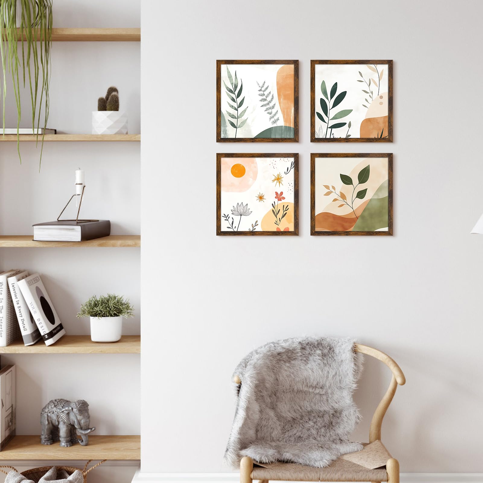 Giftgarden 8x8 Picture Frame Rustic Brown, 8 by 8 Thin Square Photo Frame for Gallery Wall Tabletop Display, Single