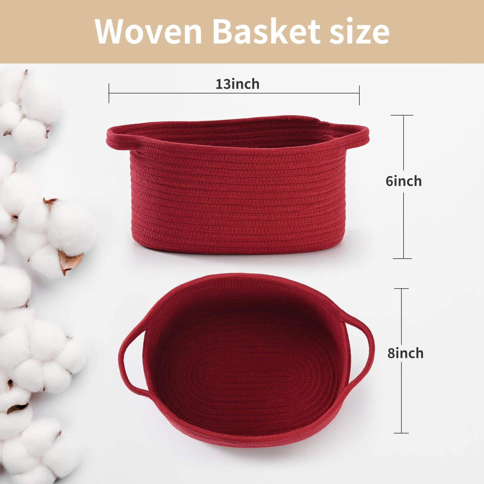 Happyiren Cute Burgundy Woven Gift Basket - Empty Baskets for Christmas Thanksgiving, Valentine s Day Birthday Raffle, Decorativ