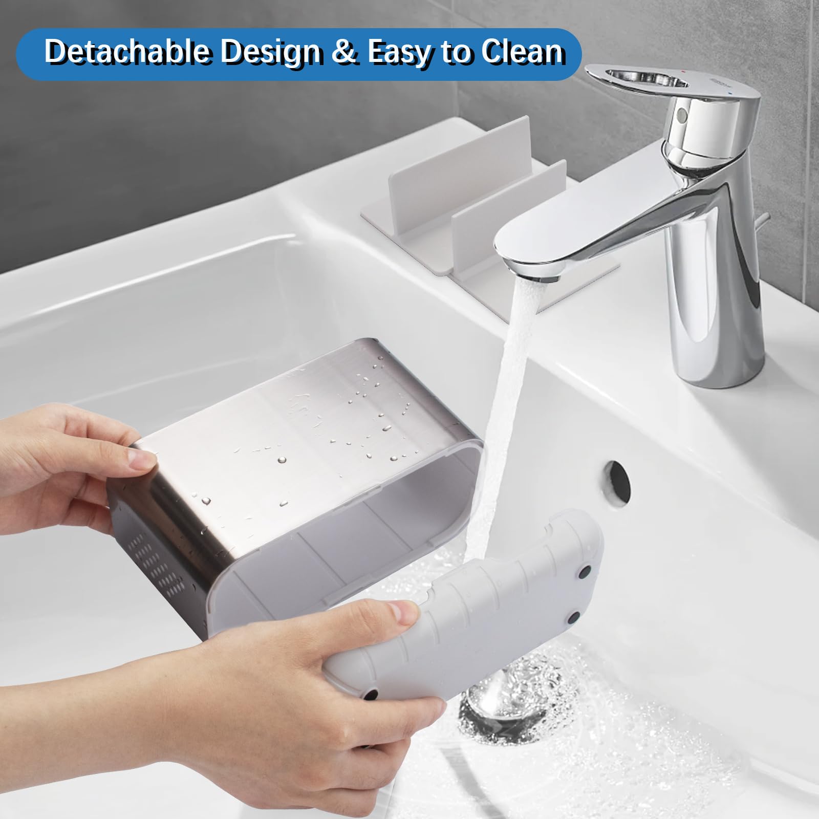 Lafara Toothbrush Holders For Bathroom Organizer Countertop, Detachable Anti-Slip Large Electric Toothbrush Holders, Brushed Nic