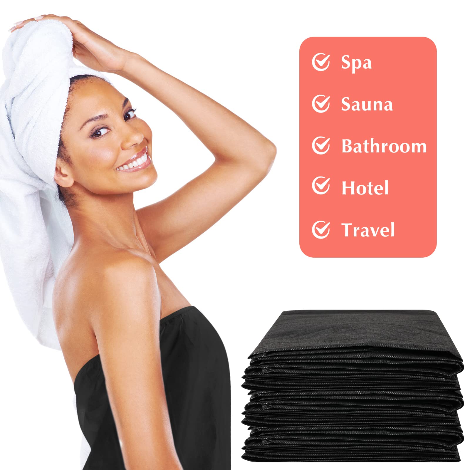 Yoiemivy 15 Pieces Disposable Spa Wrap, Adjustable Non-Woven Spa Towels Closure Bath Wrap for Women Salon Massage Sauna Sweat St