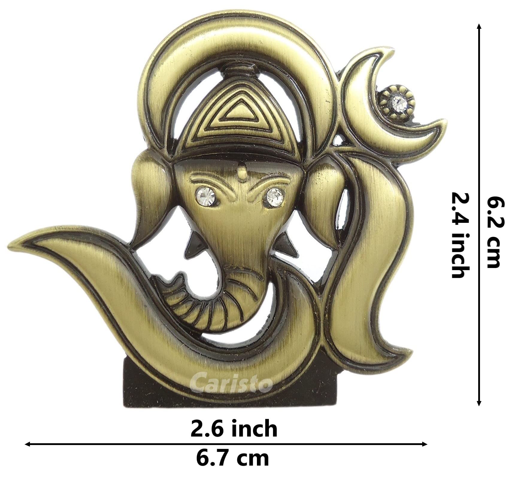 Caristo Om Ganesh Idol | Om Ganesha Idol | Ganpati Vinayaka Idol (Id-61) Green Metal Statue For Car Dashboard | Home Dcor | Mand