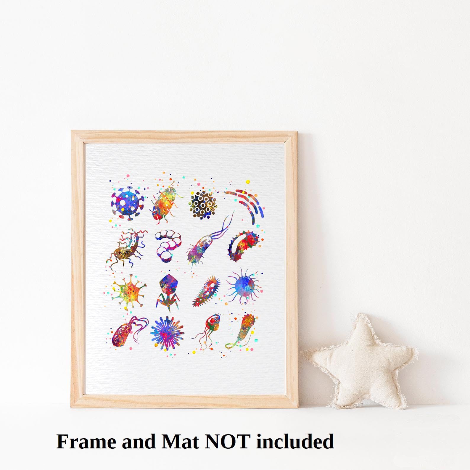Dignovel Studios 8X10 Unframed Bacteria Watercolor Art Print Biology Medical Art Microbiology Virus Art Abstract Bacteriophage S