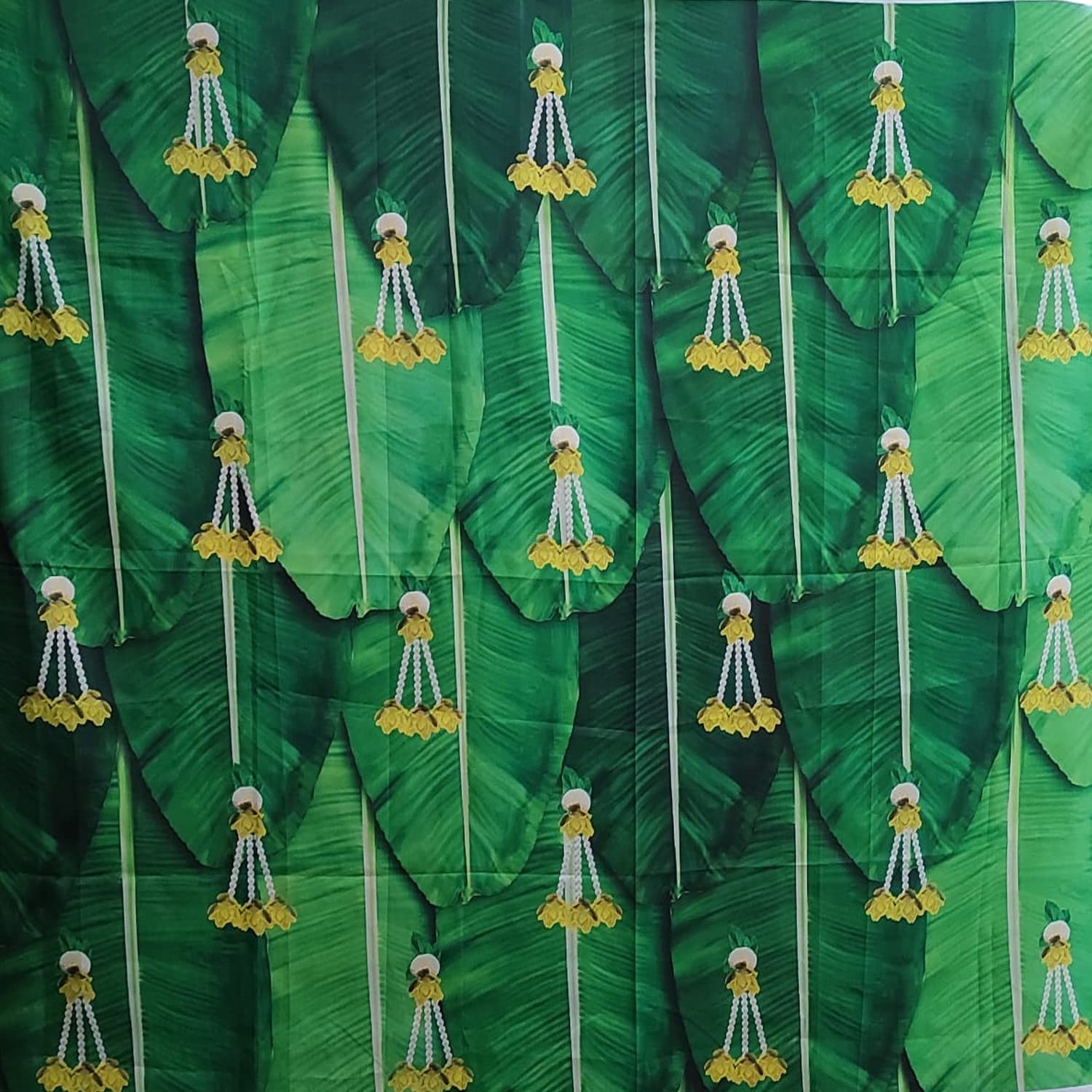 ZestEnter Banana Leaf Backdrop Curtain for Decoration Backdrop Cloth for Pooja Decoration Traditional/Background Curtain Cloth f