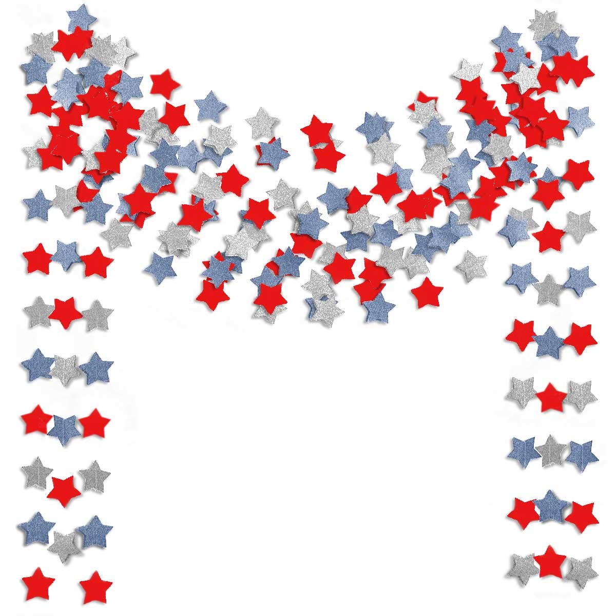 6 Pack Patriotic Star Streamers Garland Red White Blue Bunting Banner Paper Hanging Decorations for 4th of July American Indepen