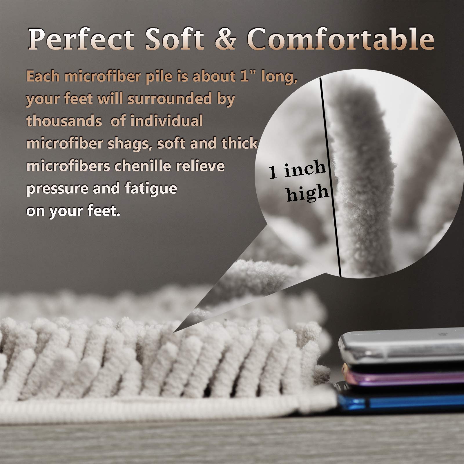 Bathroom Rugs Non Slip Bathroom Rugs Sets 3 Piece Chenille , Ultra Soft Bath Rugs, Absorbent Shaggy Bath Mat Set, Easy Clean Dri