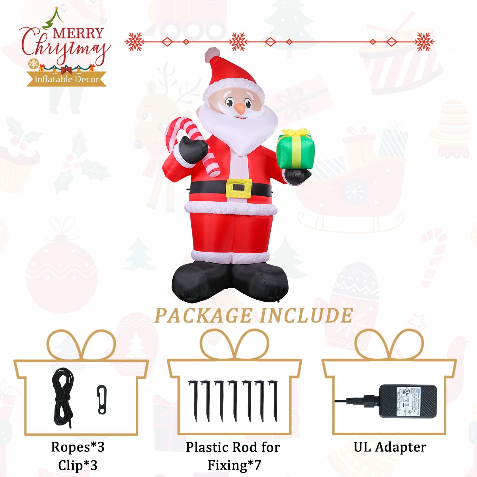 MUMTOP 10FT Tall Christmas Inflatables Outdoor Decorations, Giant Inflatables Santa Claus with Candy Cane Blow up Yard Decoratio