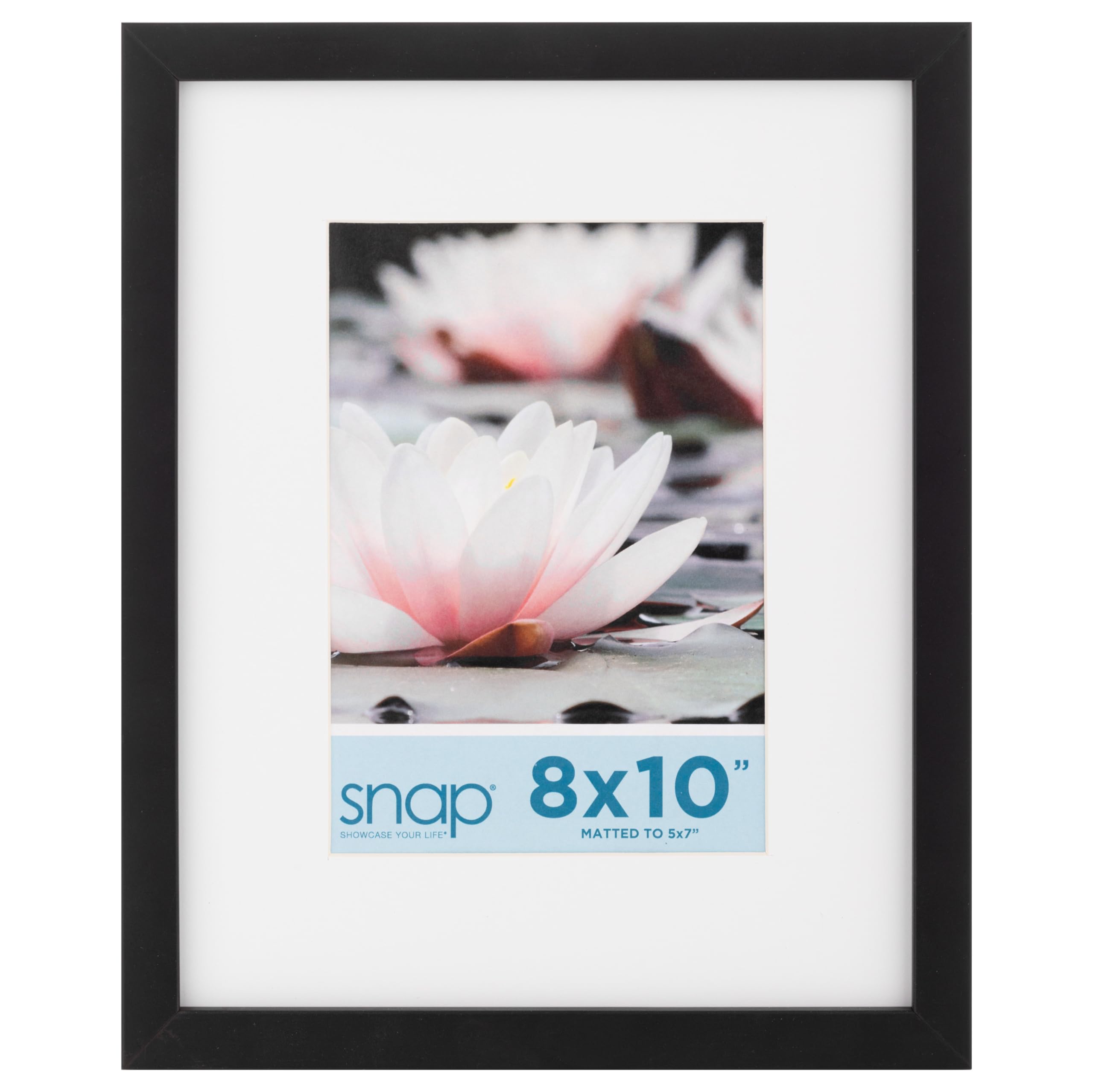 Snap Wall Mount Mat Picture Frame, 8 inches x 10 inches, Black-White