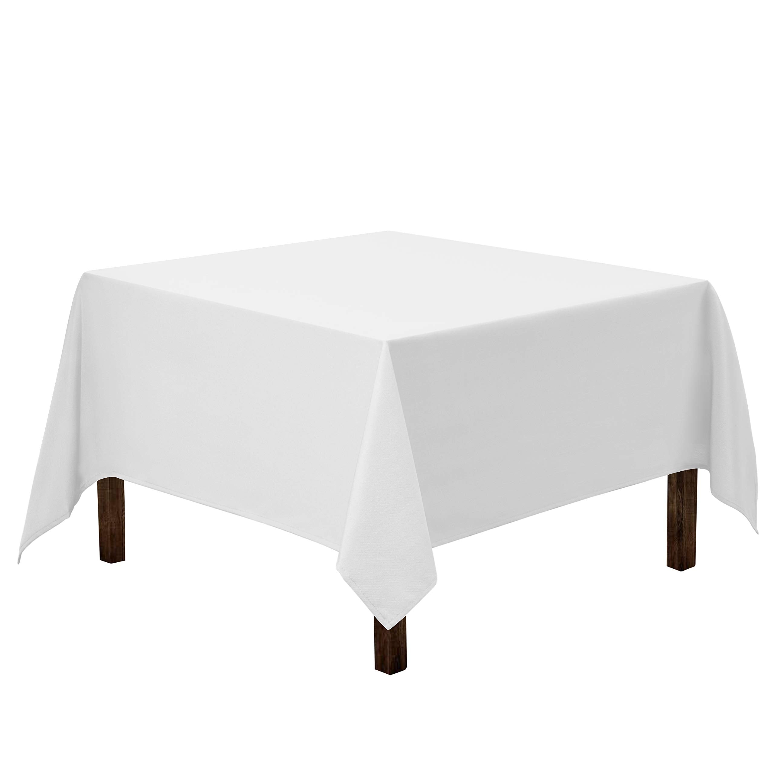 Gee Di Moda Square Tablecloth - 70 x 70 Inch White Table Cloth for Medium Square or Round Tables - Heavy Duty Washable Fabric - 