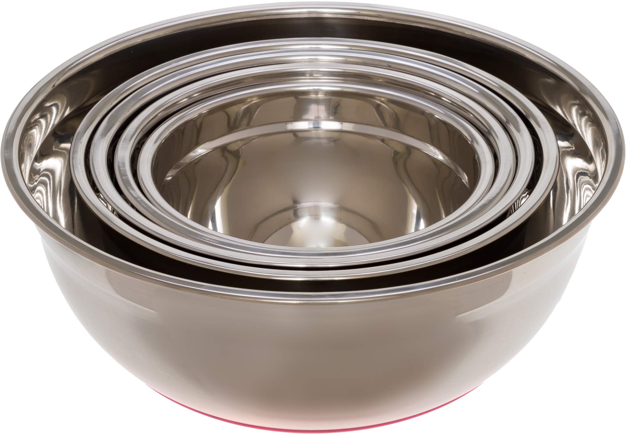 Lake Industries Stainless Steel Mixing Bowls (5 Piece Set) - Colorful Non-Slip Base - Easy To Clean, Premium Nesting Bowls (1.5