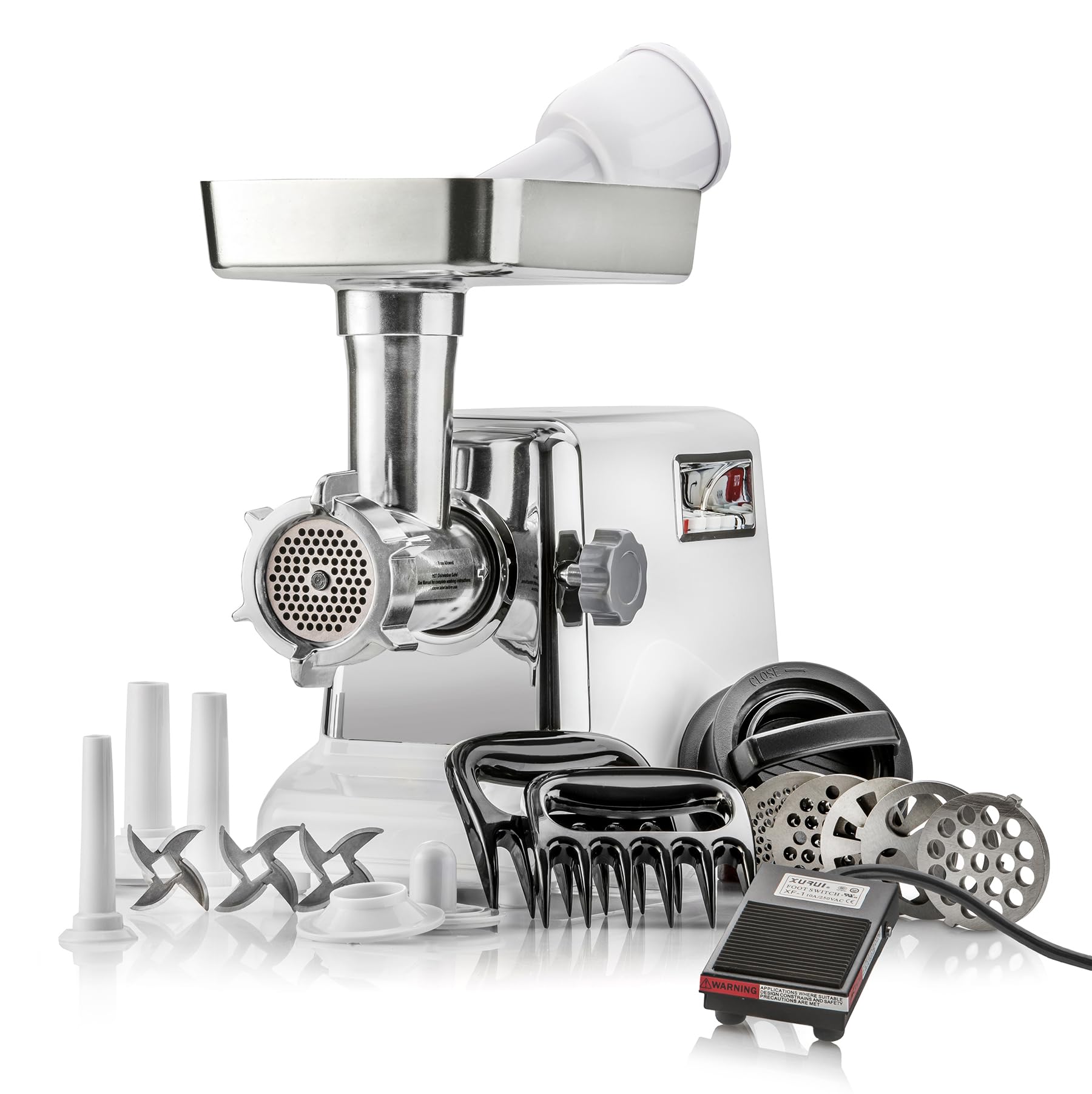Stx International Turboforce 3000 Series 6-In-1 Electric Meat Grinder | 3000W Max | 3-Speed | Foot Pedal | 5 Grinding Die | 3 St