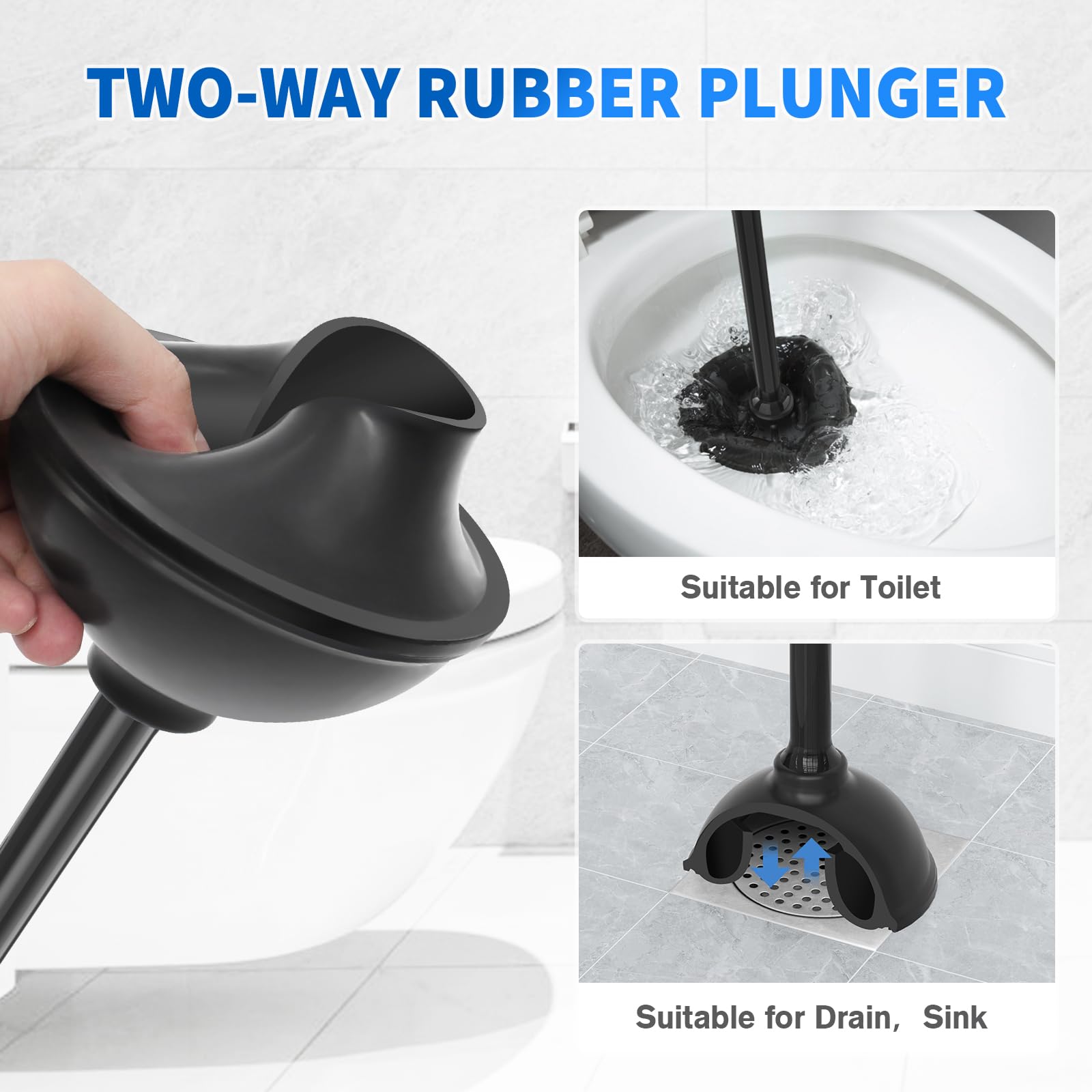 Lovloy Toilet Plunger And Brush, Silicone Bowl Brush And Heavy Duty Toilet Plunger Set With Ventilated Holder, 2-In-1 Toilet Bru