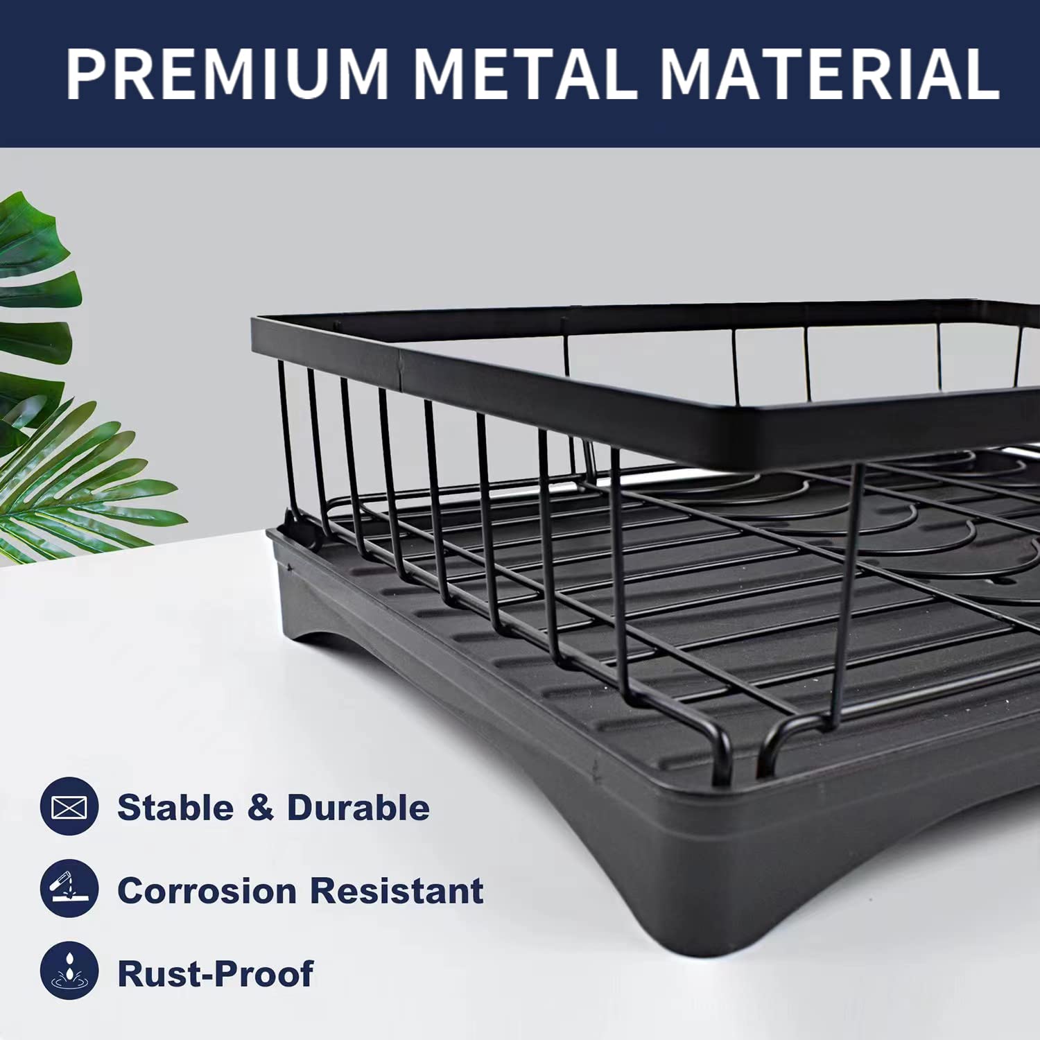 Anvori 2 Tier Large Kitchen Dish Drying Rack With Drainboard Stainless Steel, Dish Racks Drainers For Kitchen Counter Rust-Proof