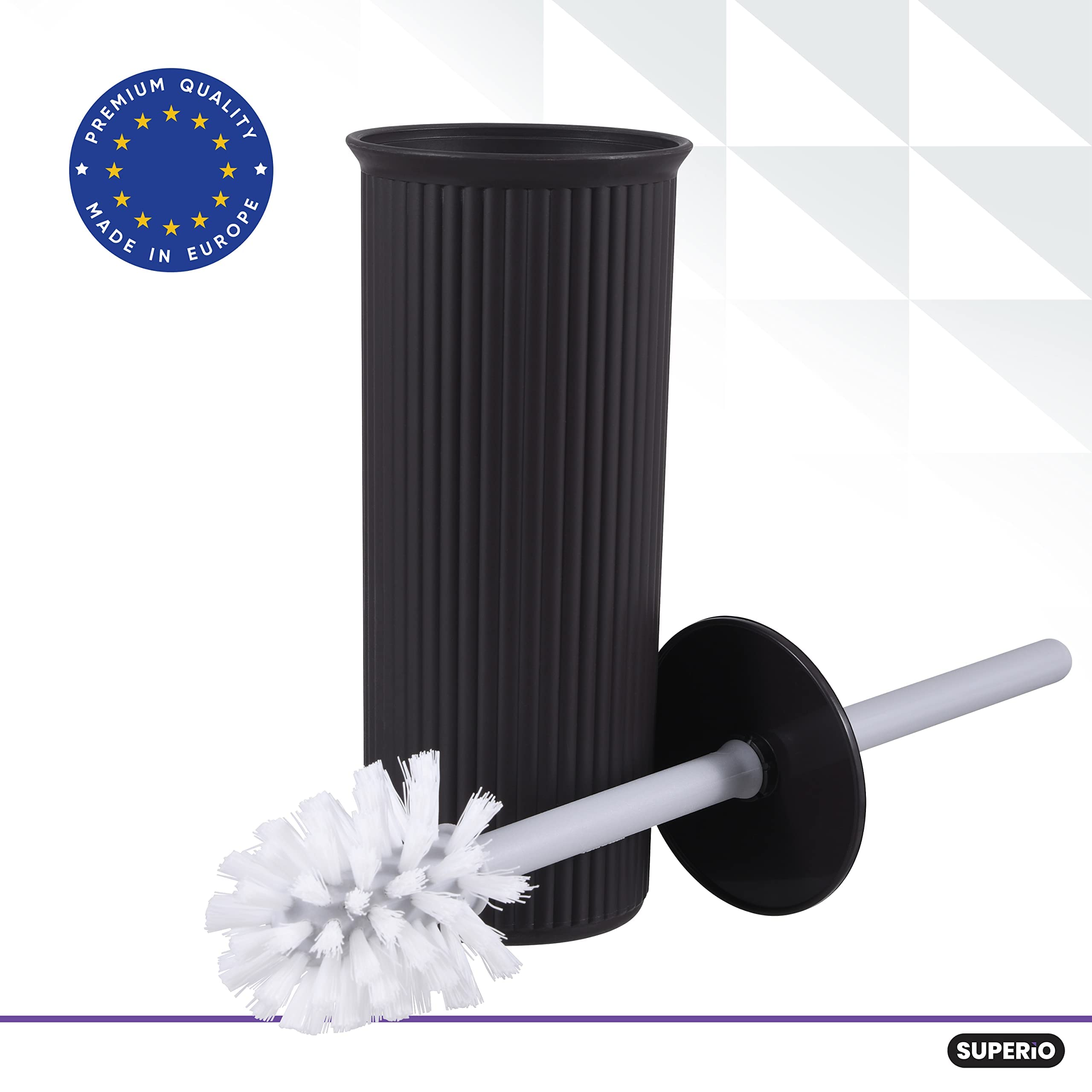 Superio Decorative Plastic Toilet Bowl Brush And Holder Set, Cleaner Scrubber For Bathroom (2, Brown)