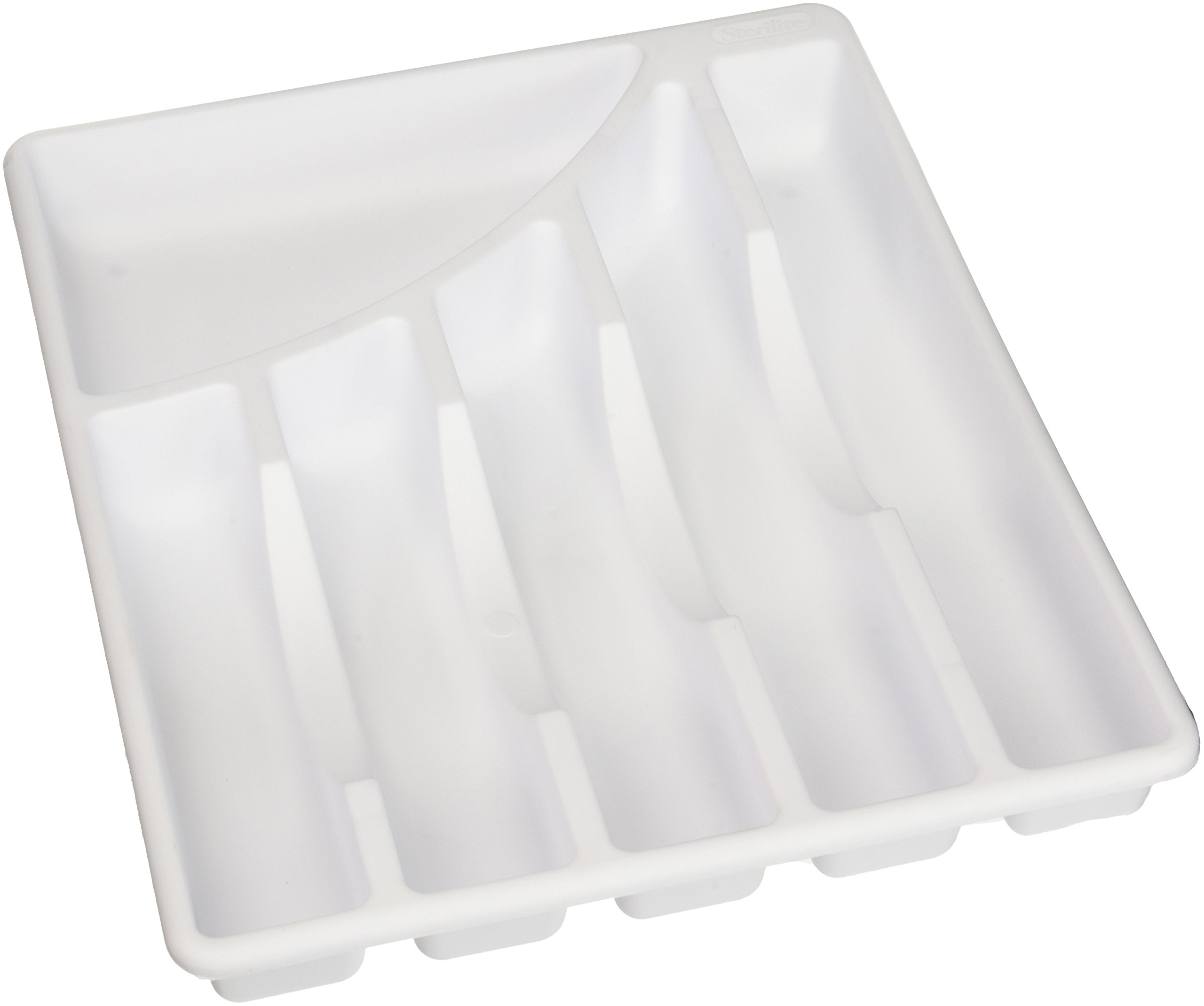 STERILITE Cutlery Tray, 113/4 in W, 17/8 in D, Plastic, White, 141/8 x 113/4 x 17/8