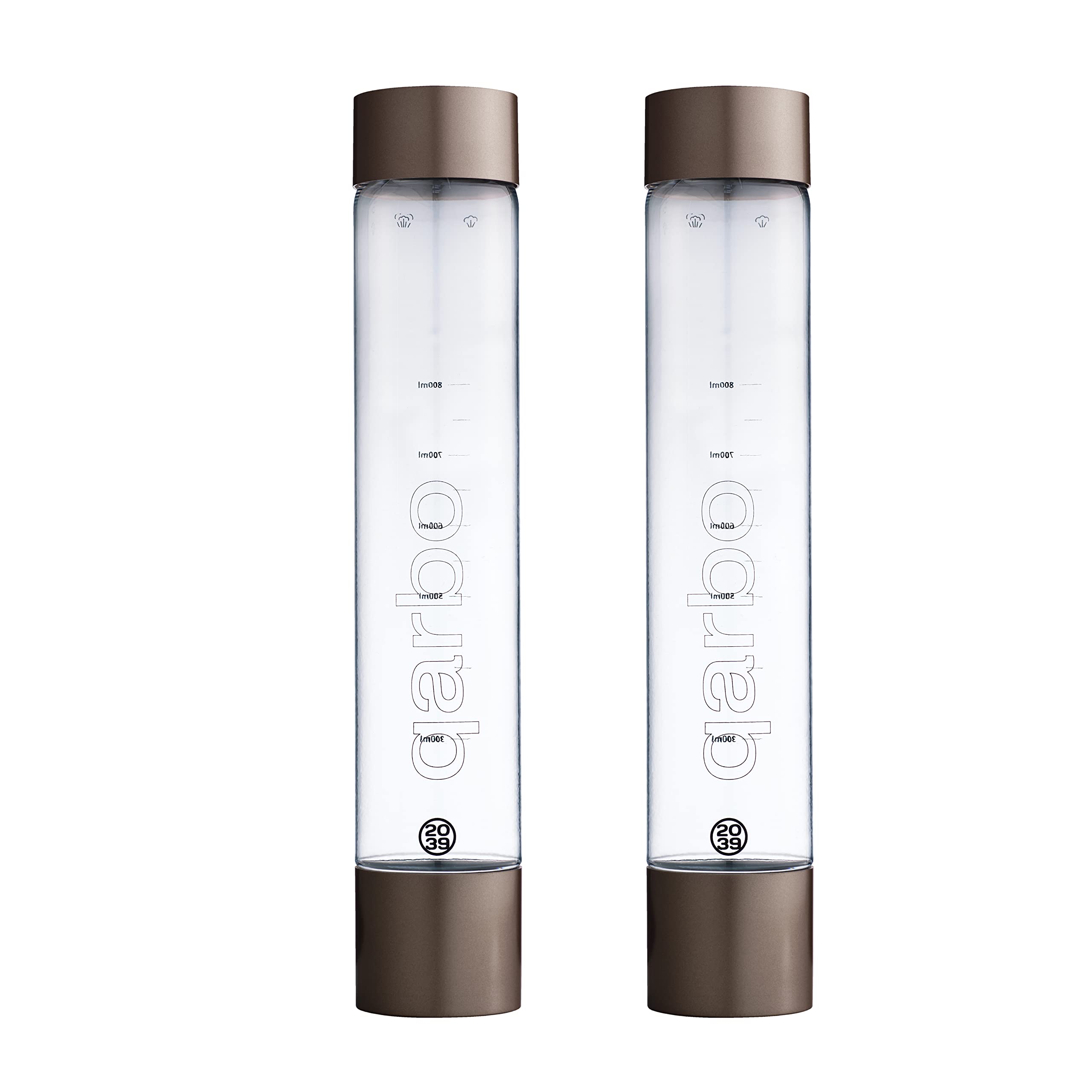 TWENTY39 qarbo CLASSIC 1L Water Bottles for Sparkling Water Maker and Fruit Infuser  Set of 2 (Dark Bronze)