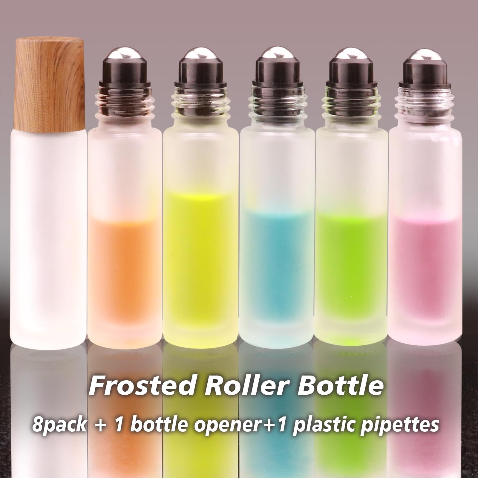 Matifaner 8 Pack Essential Oil Roller Bottles With Scale, Frosted Glass Roller Balls For Essential Oils, 10Ml Empty Rollerball B