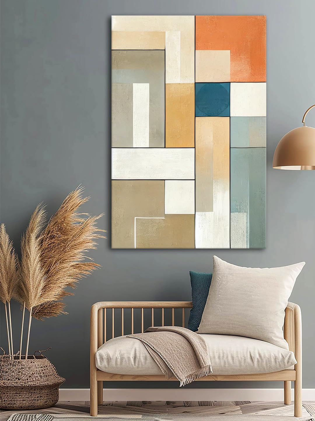 999Store Geometric Canvas Art In Neutral Tones - Contemporary Wall Decor For Modern Interiors(24X36 Inch_ Canvas) Flp24360730