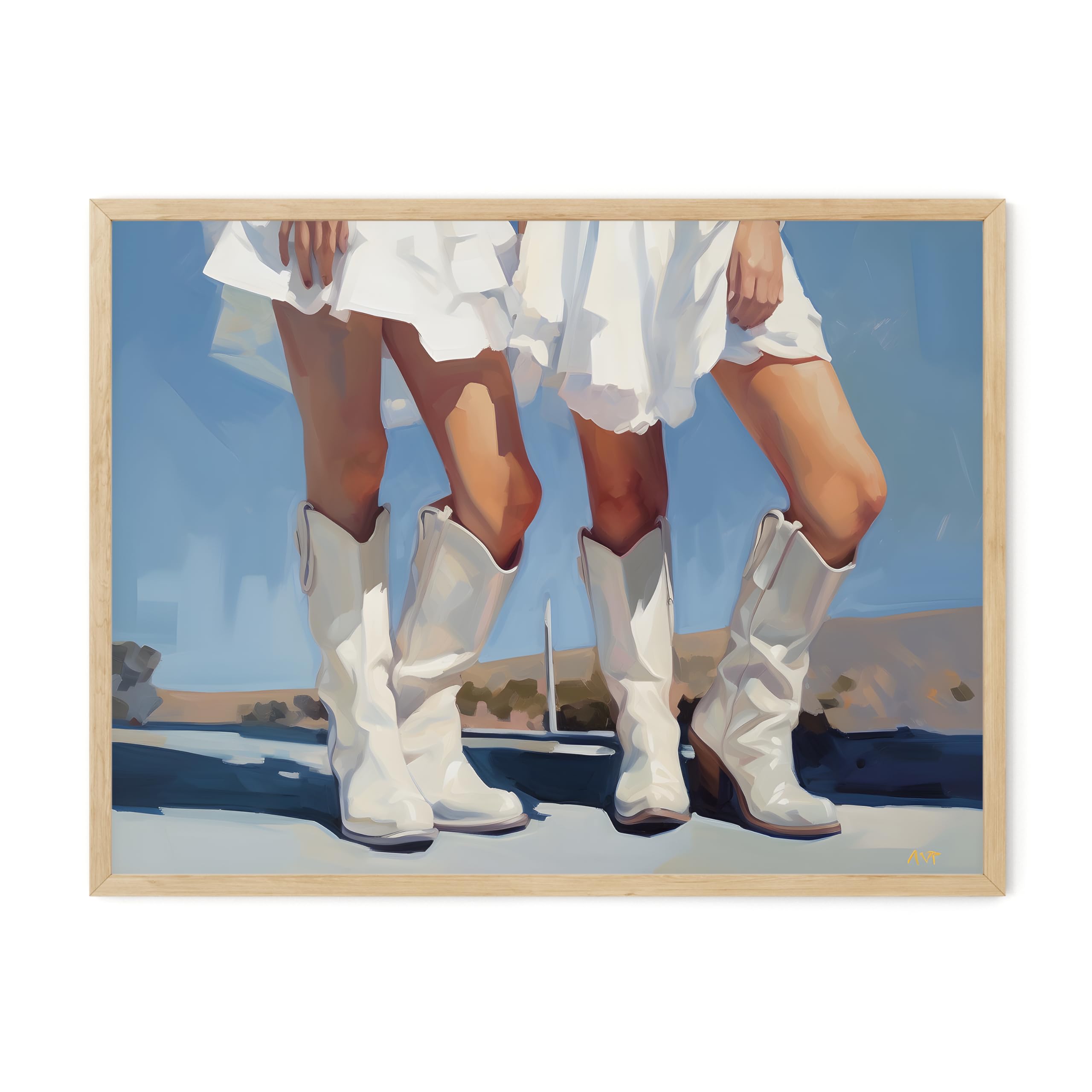 Twodays Coastal Cowgirl Room Decor Aesthetic, Girly Western Cowgirl Boots Wall Art Prints For Teen Girls Apartment, Retro Cowboy