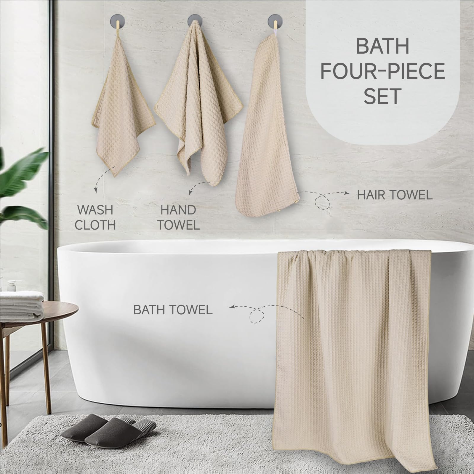 Waffle Towels Set Extral Large 35X70 Inch 4Pcs Quick Dry Towel Set Lint Free Bath Towels Hand Towels Washcloths And Hair Towel S