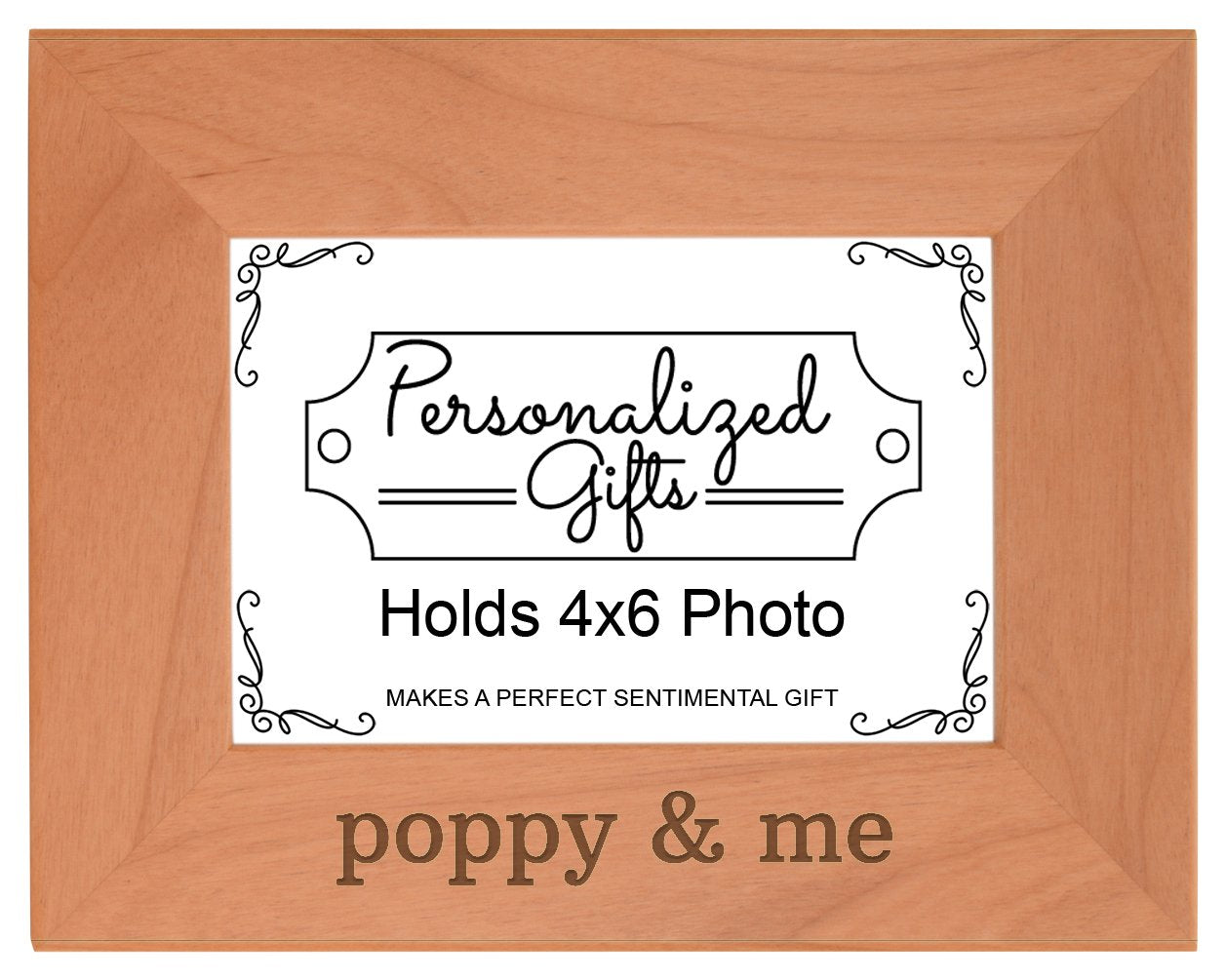Personalized Gifts Grandpa Gift Poppy and Me Grandchild Natural Wood Engraved 4x6 Landscape Picture Frame Wood