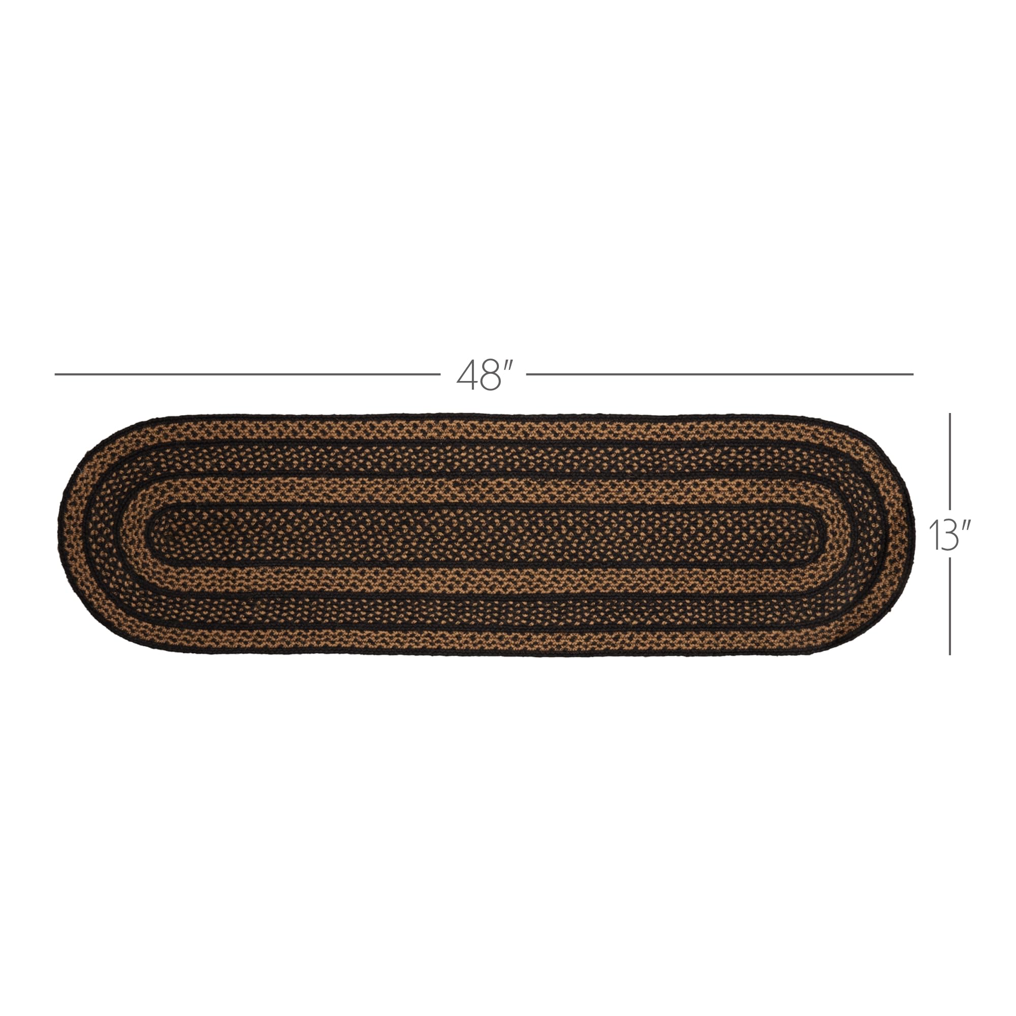 Vhc Brands Farmhouse Primitive Jute Black Striped Oval Table Runner Decor 13''X48''