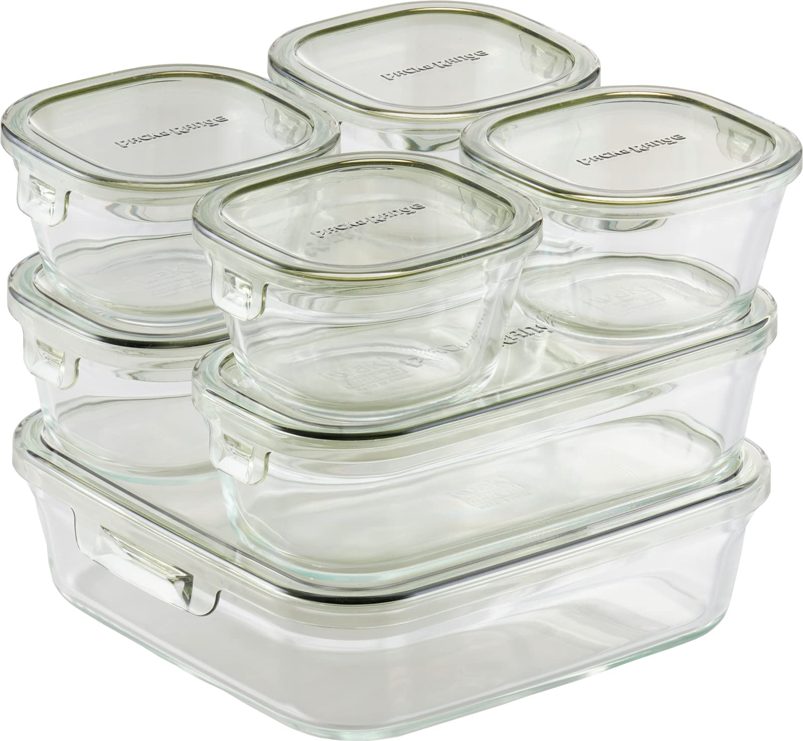 iwaki PC-PRN7G4 Heat Resistant Glass Storage Container, Olive Green, System Set, Pack & Range