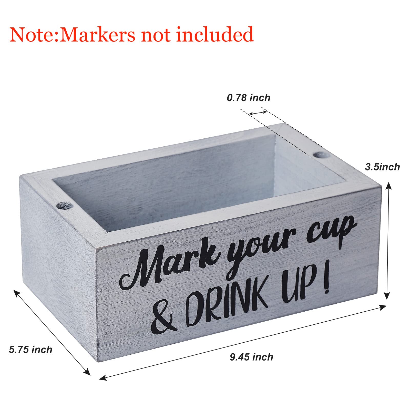 Yontiny Double Disposable Cup Holder With Marker Slot Mark Your Cup And Drink Up Drink Dispenser Wood Utensil Dispenser Farmhous