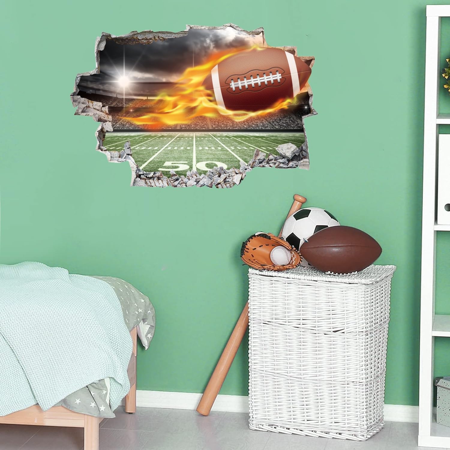 Toarti 3D Rugby Wall Sticker Football Wall Decals For Boys Room Rugby Wall Art Decal For Boys Bedroom Sports Room Decoration Foo