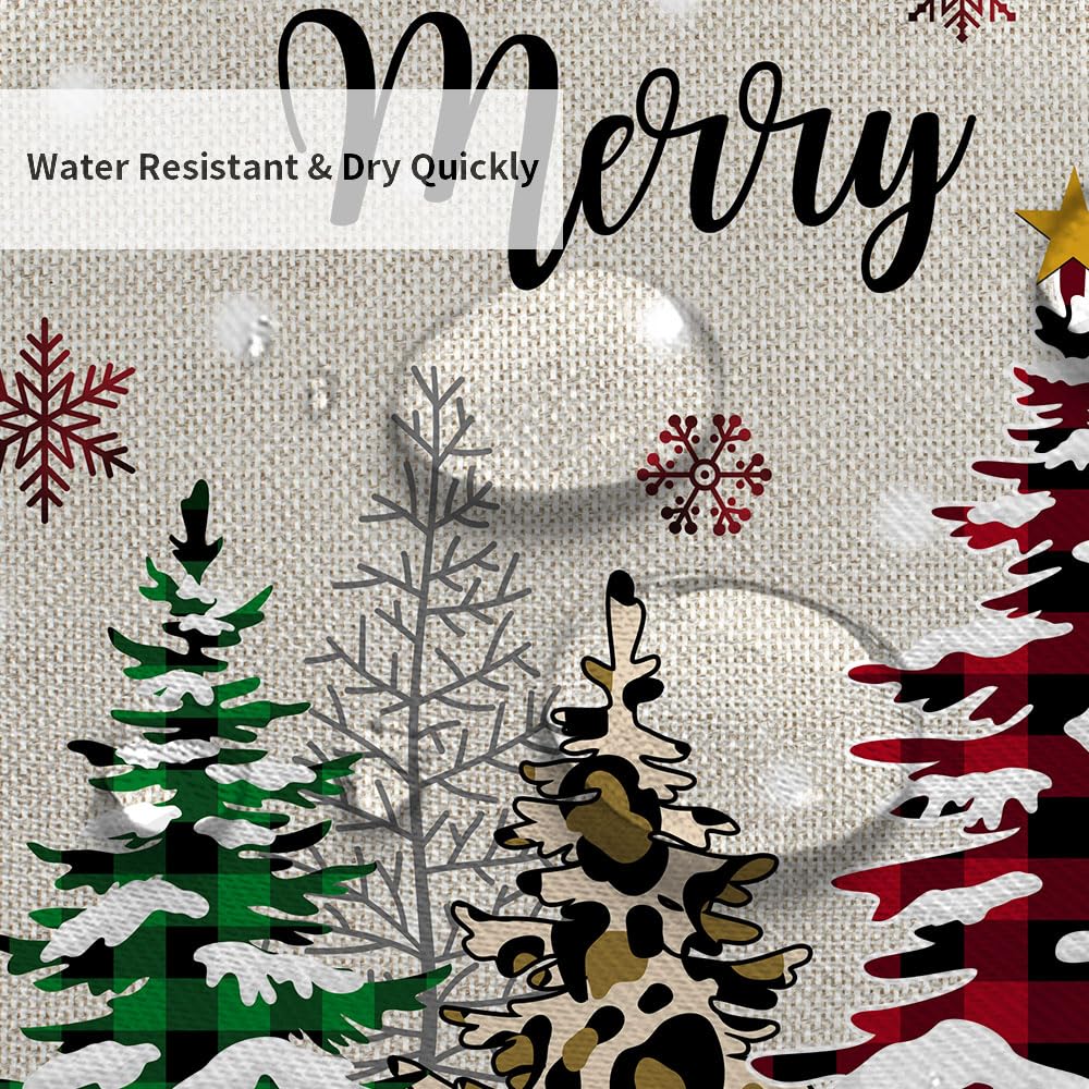 Wathon Christmas Tree Shower Curtain Winter Cabin Lodge Woodland Bathroom Decor Farmhouse Buffalo Plaid Xmas Tree Pine Tree Bath