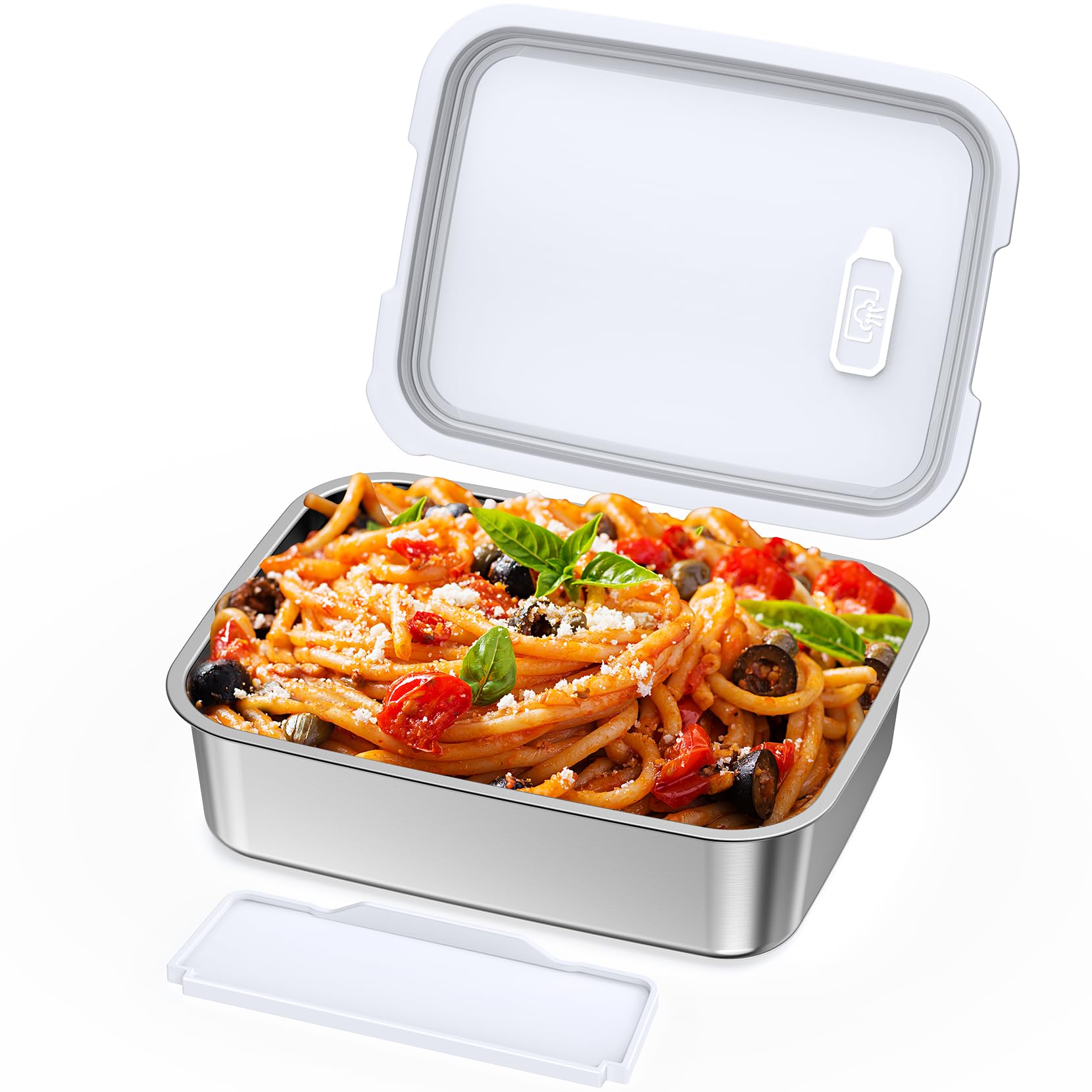 EAST OAK Stainless Steel Inner Container with Lid for Cordless Electric Lunch Box, 1.3L Meal Container for Portable Heated Lunch