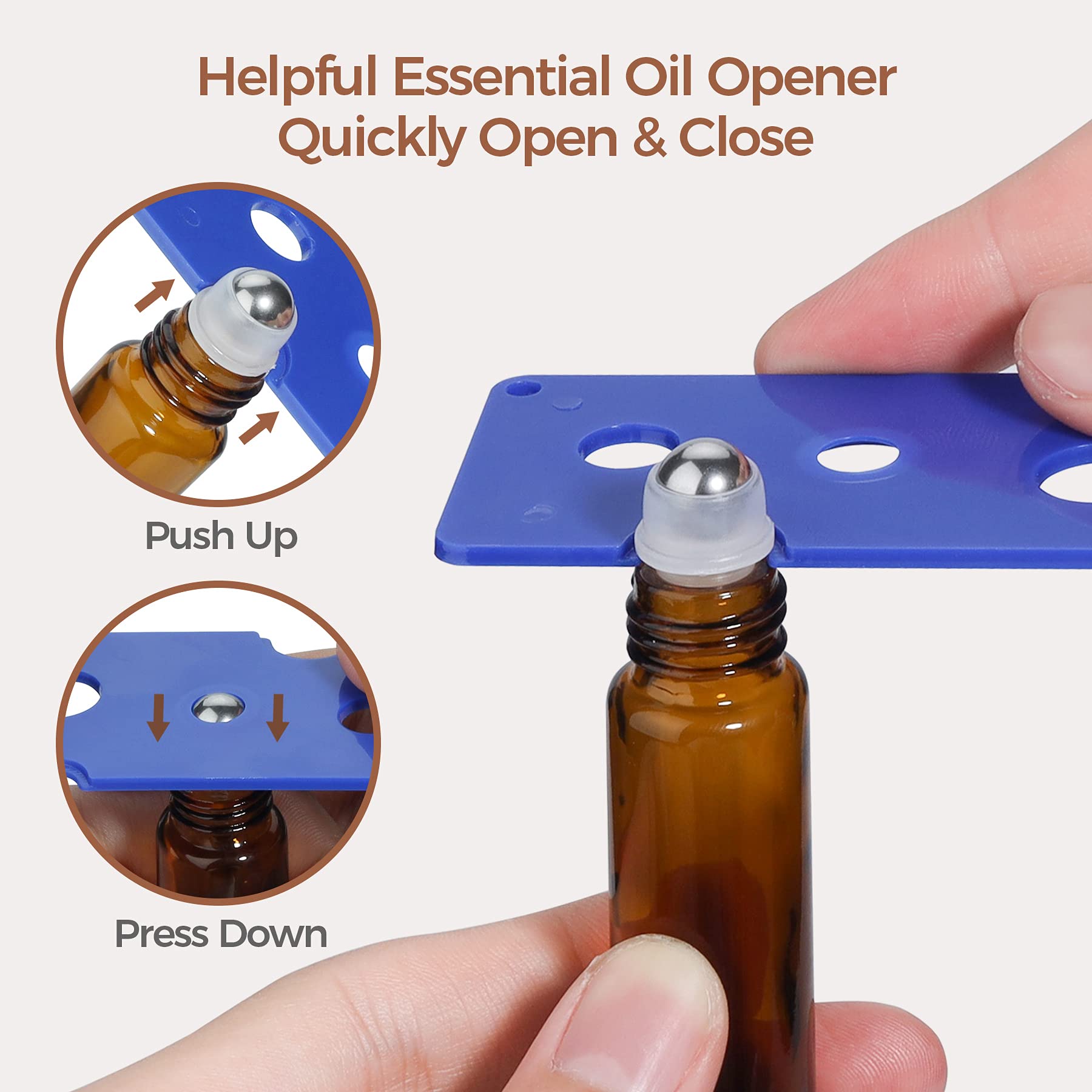 Comsaf Glass Essential Oil Roller Bottles, Set Of 24, 10 Ml Amber Glass Bottles With Stainless Steel Roller Balls, Leakproof Ess