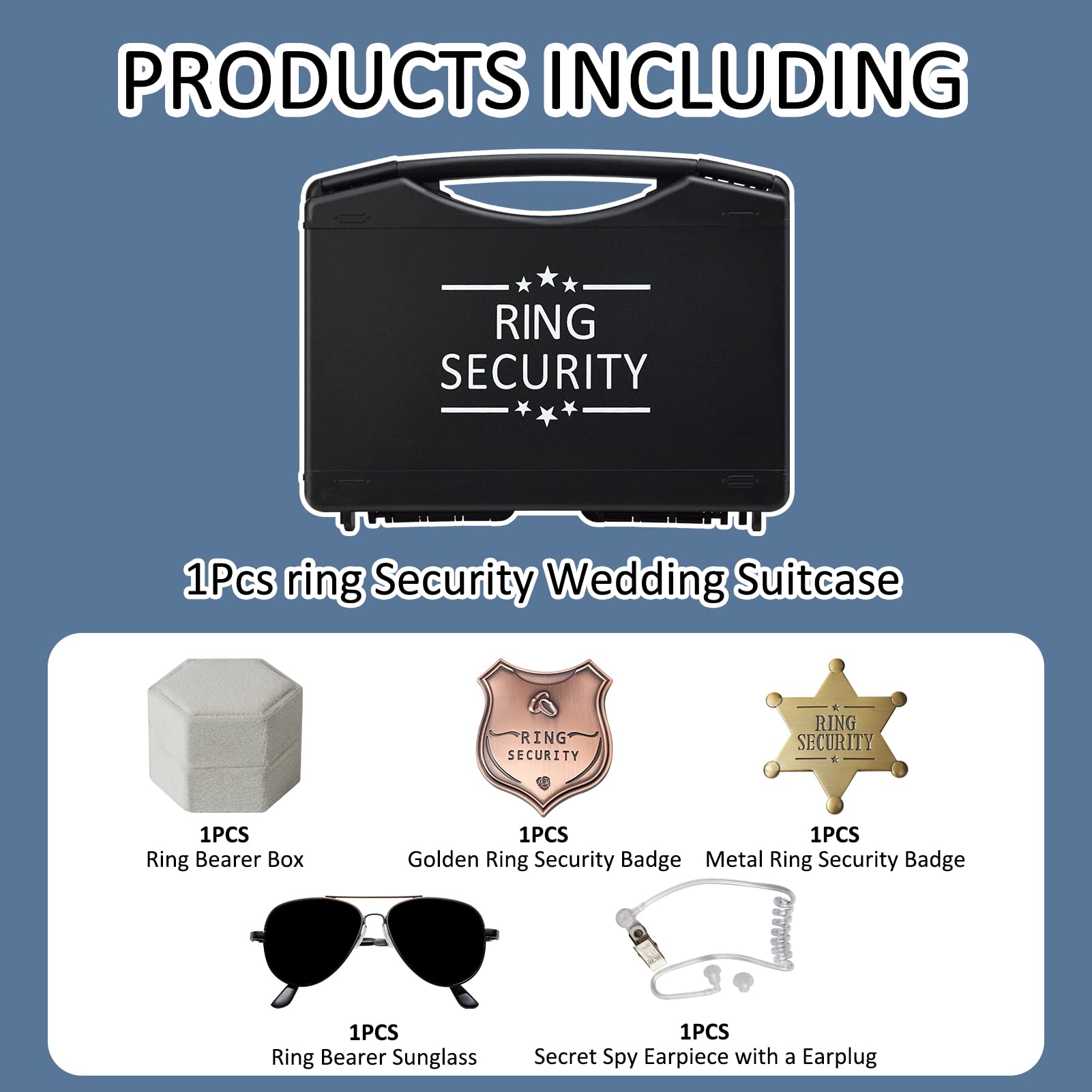 Newbyst Ring Bearer Security Wedding - Ring Box Gifts for Wedding Security, Kids Toy Badge Include 1PCS Sunglass, 1PCS Acoustic