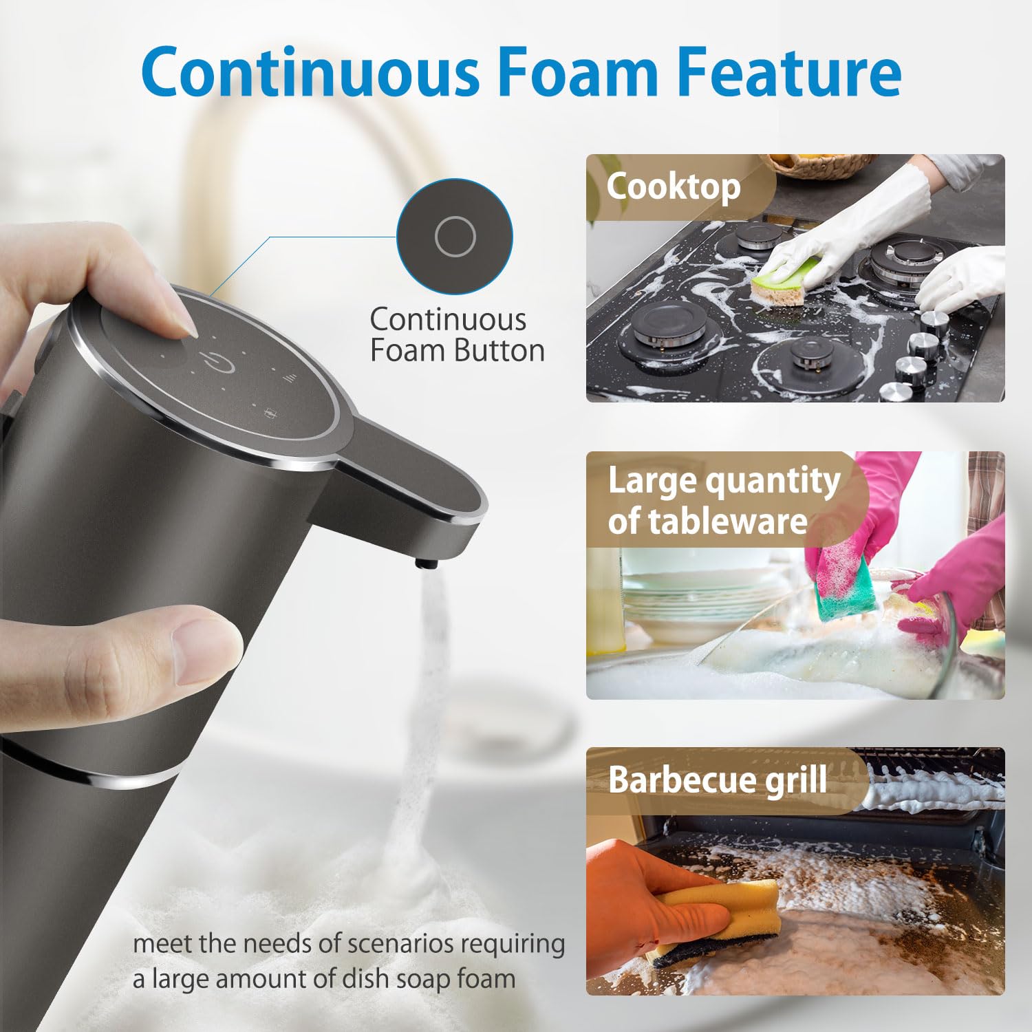 Gotofine Automatic Foaming Soap Dispenser,4-Level Adjustable Foam, Wall Mount Soap Dispenser,Usb Rechargeable,12.8Oz/ 380Ml,Touc