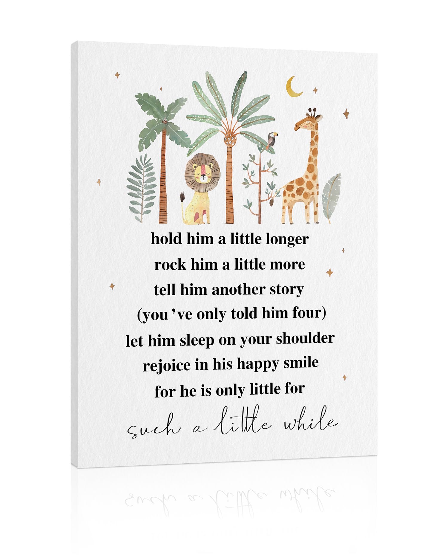 Hold Him A Little Longer Quotes Kids Wall Art: Safari Nursery Wall Decor For Toddler Boy Children Bedroom Decor,Jungle Animal Pi