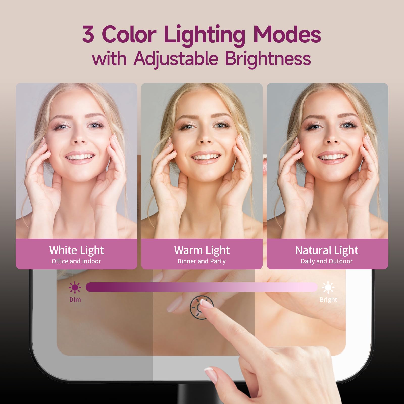 Funtouch 2000Mah Rechargeable Light Up Makeup Mirror With Lights, Make Up Mirror With Lights And 10X Magnification, 3 Color Ligh