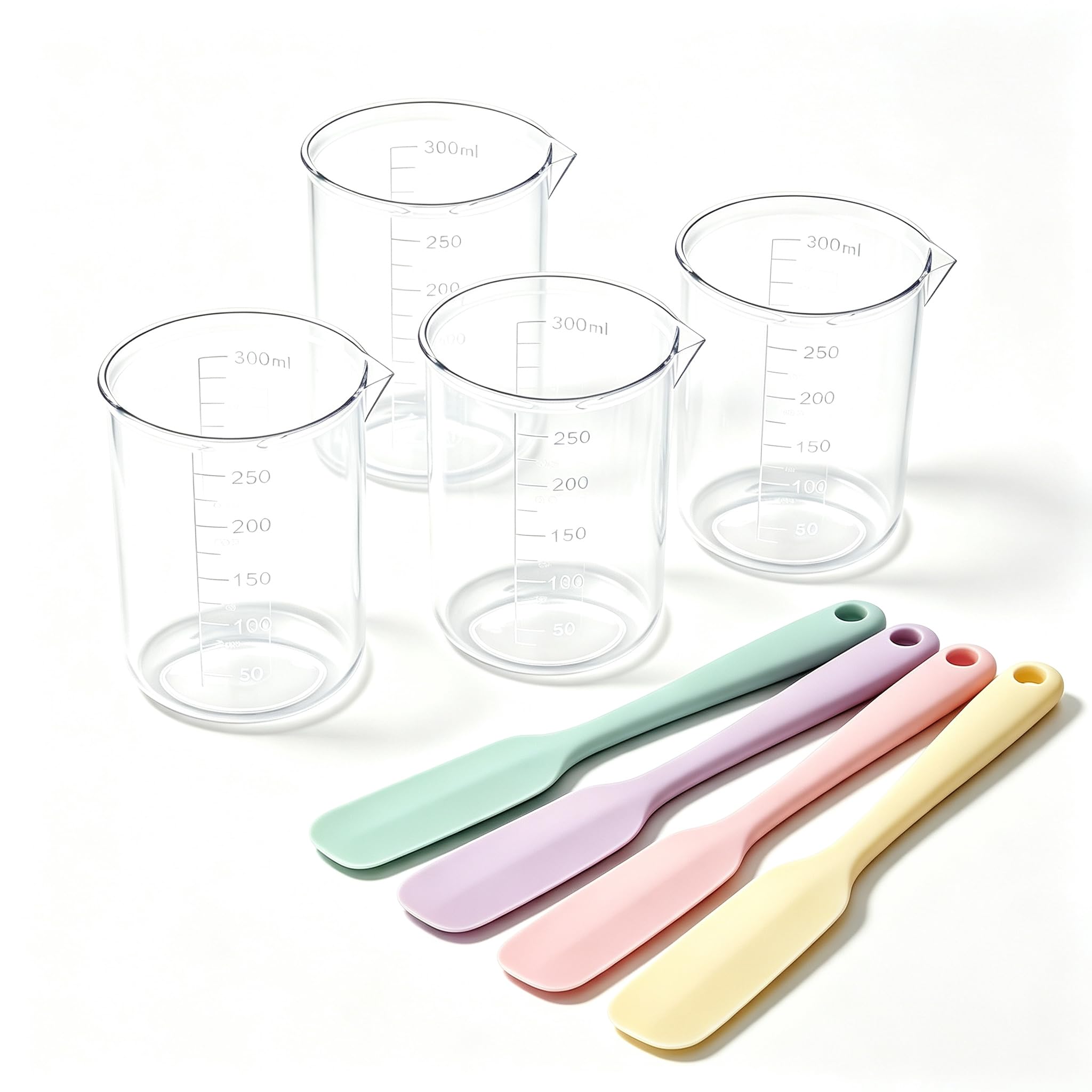 4PCS Silicone Cups for Melting Chocolate 250ml with 4PCS Jar Spatulas Set