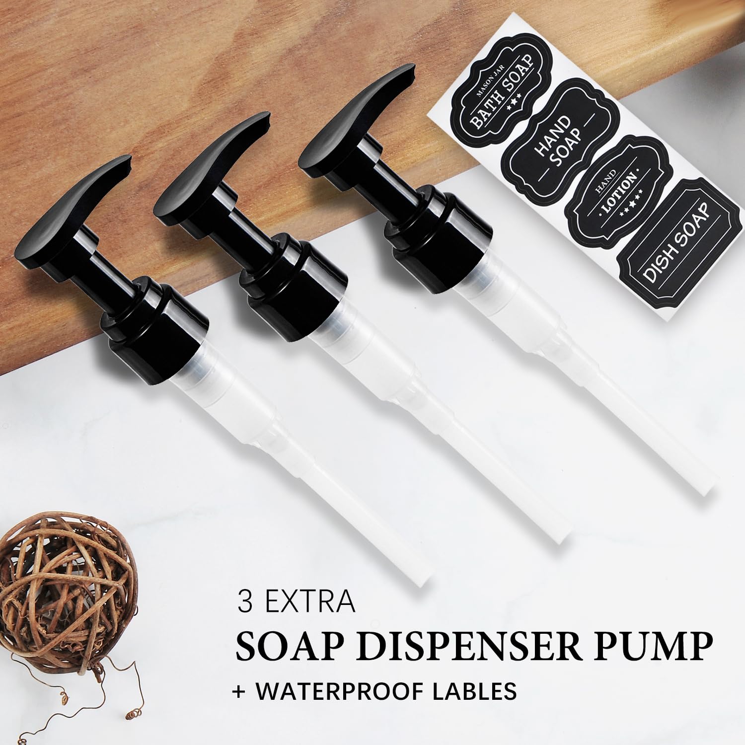 Amolliar Plastic Mason Jar Soap Dispenser With Pump Lid,16Oz Refillable Bpa-Free Hand Soap Dispenser Set With Cute Lables - Farm