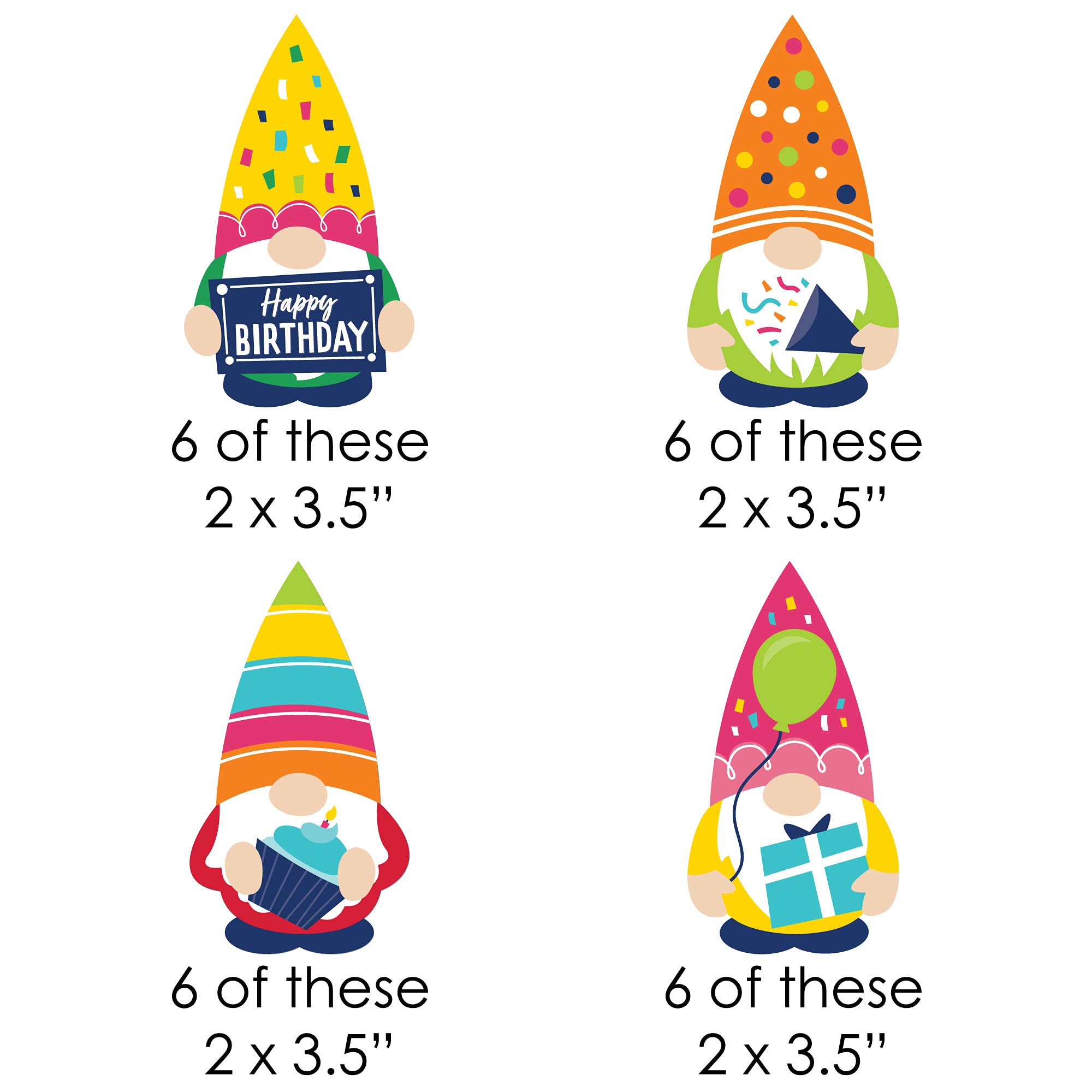 Big Dot Of Happiness Gnome Birthday - Diy Shaped Happy Birthday Party Cut-Outs - 24 Count