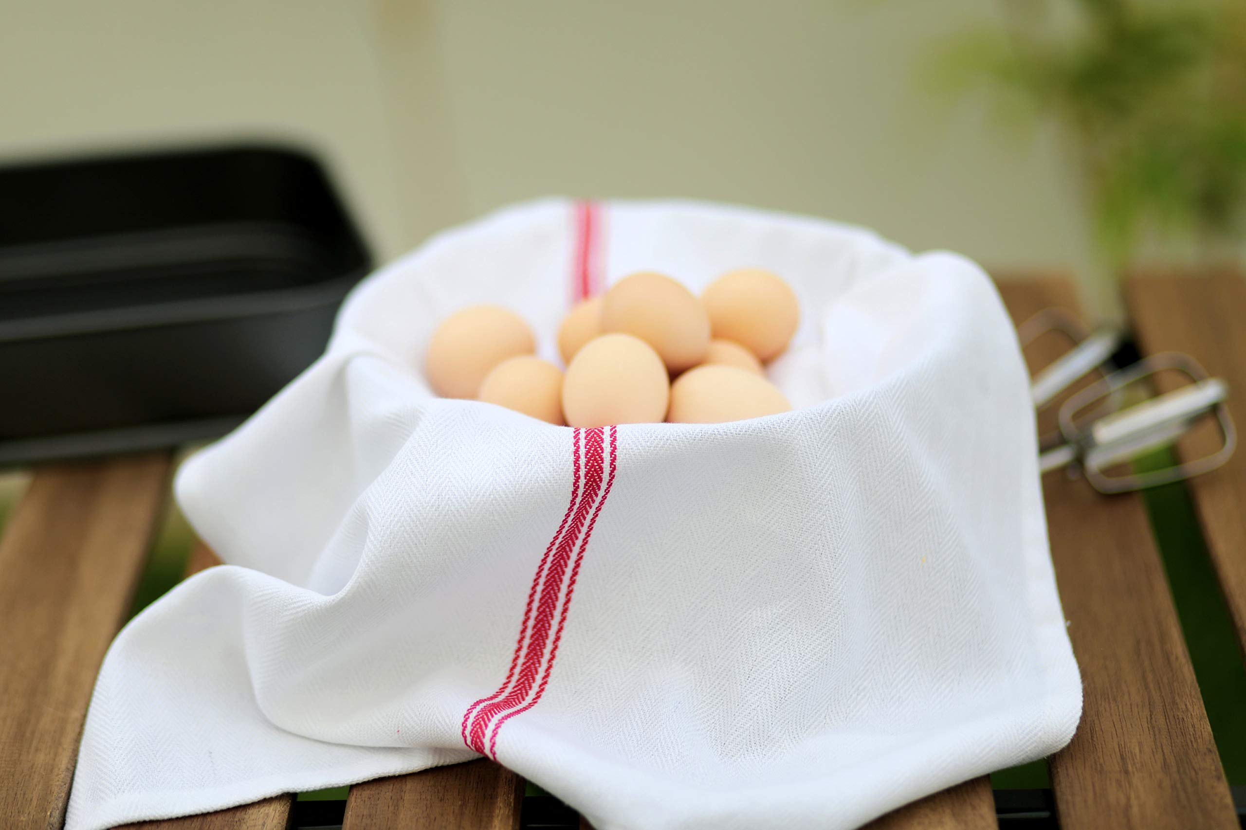 Amour Infini Herringbone Weave Kitchen Towels | Set Of 12 | 28 X 16 Inches | 100% Ring Spun Cotton Dish Towels | Ultra Soft And