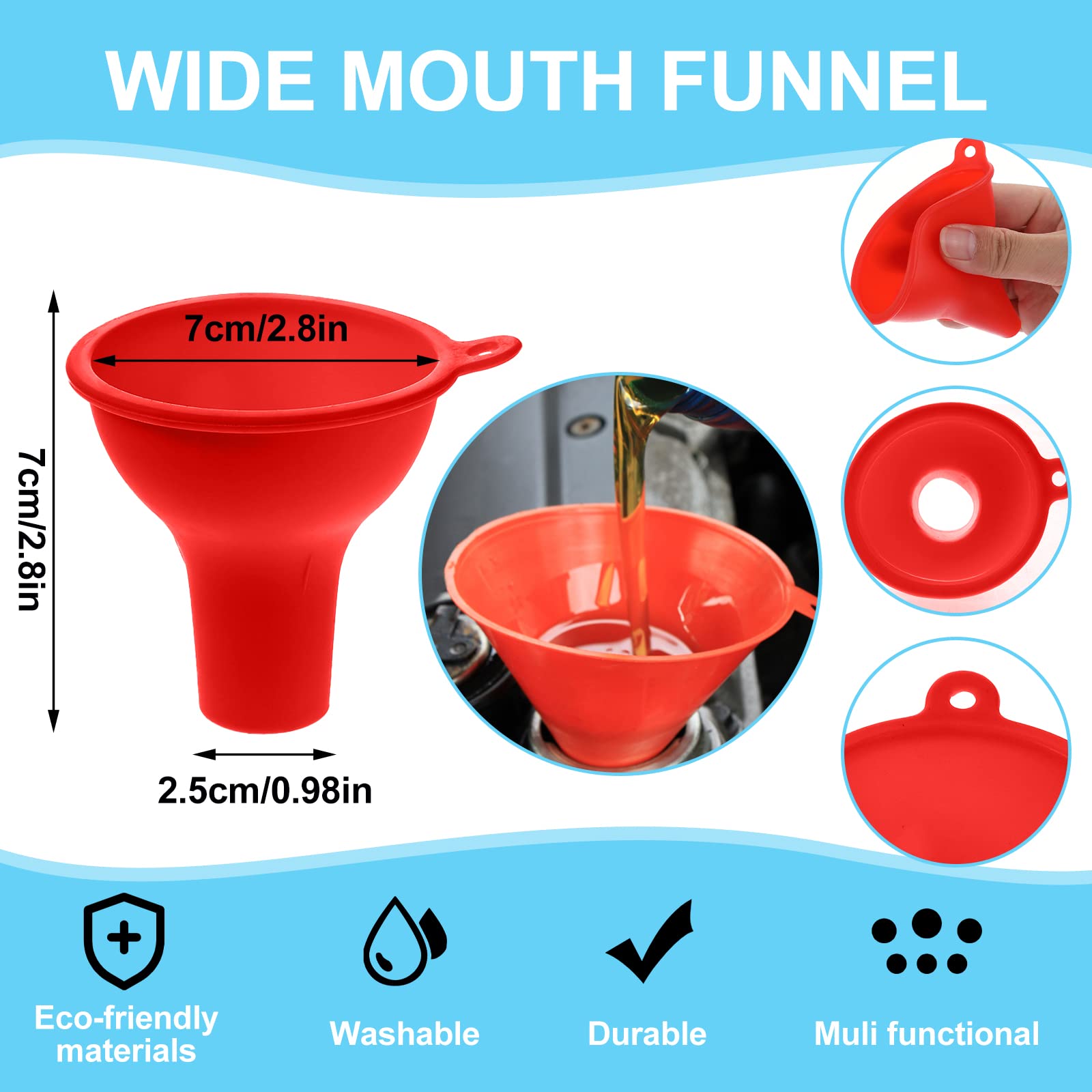 Thinp Wide Mouth Funnel, 4 Pieces Funnels For Kitchen Use Silicone Funnels For Filling Bottles Kitchen Funnel For Jars Jam Spice