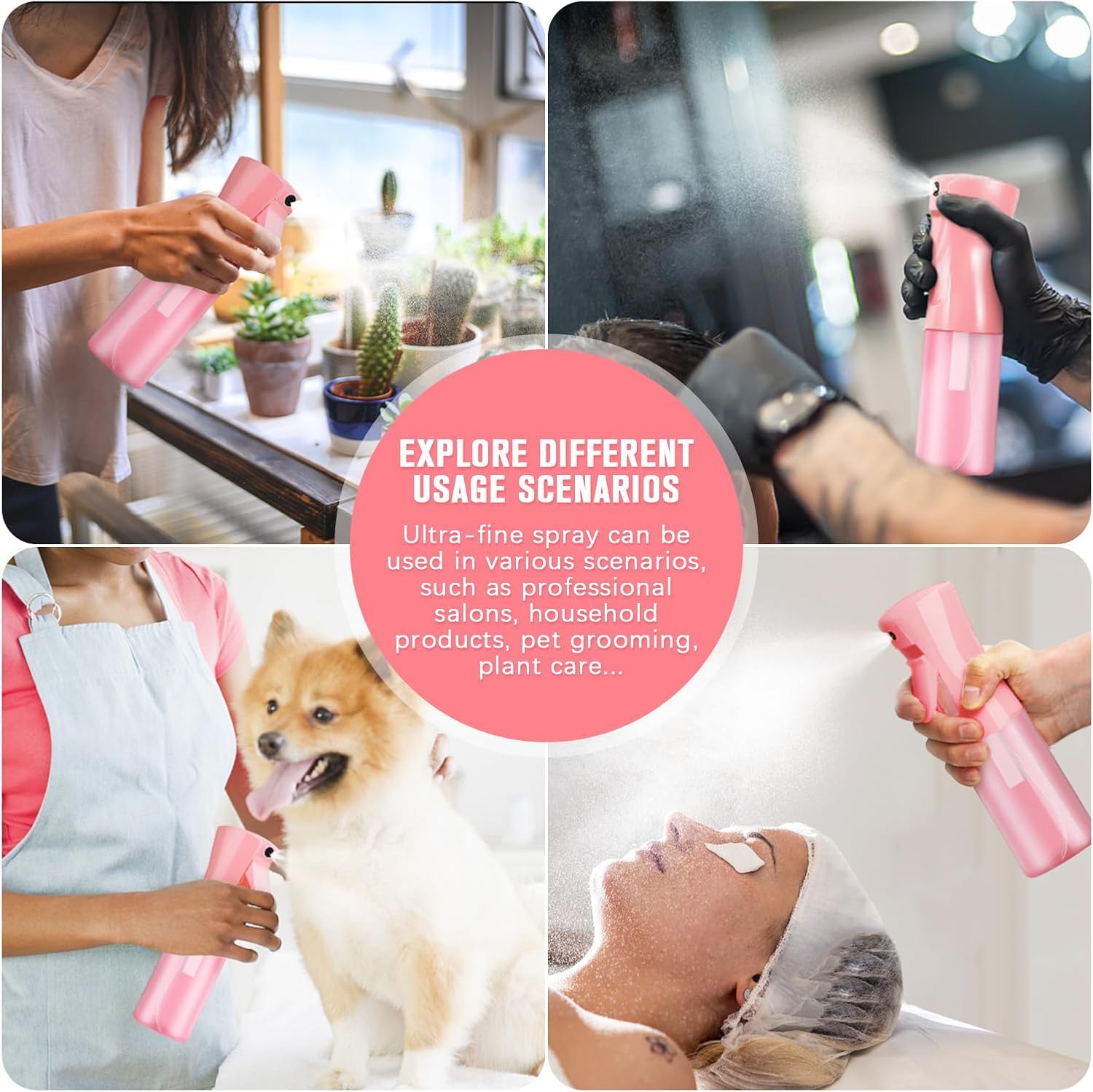 Leaflai Empty Spray Bottles, Continuous Spray Bottle With Fine Mist For Hairstyling, Skincare,Plant Care,Pet Grooming, Valentine