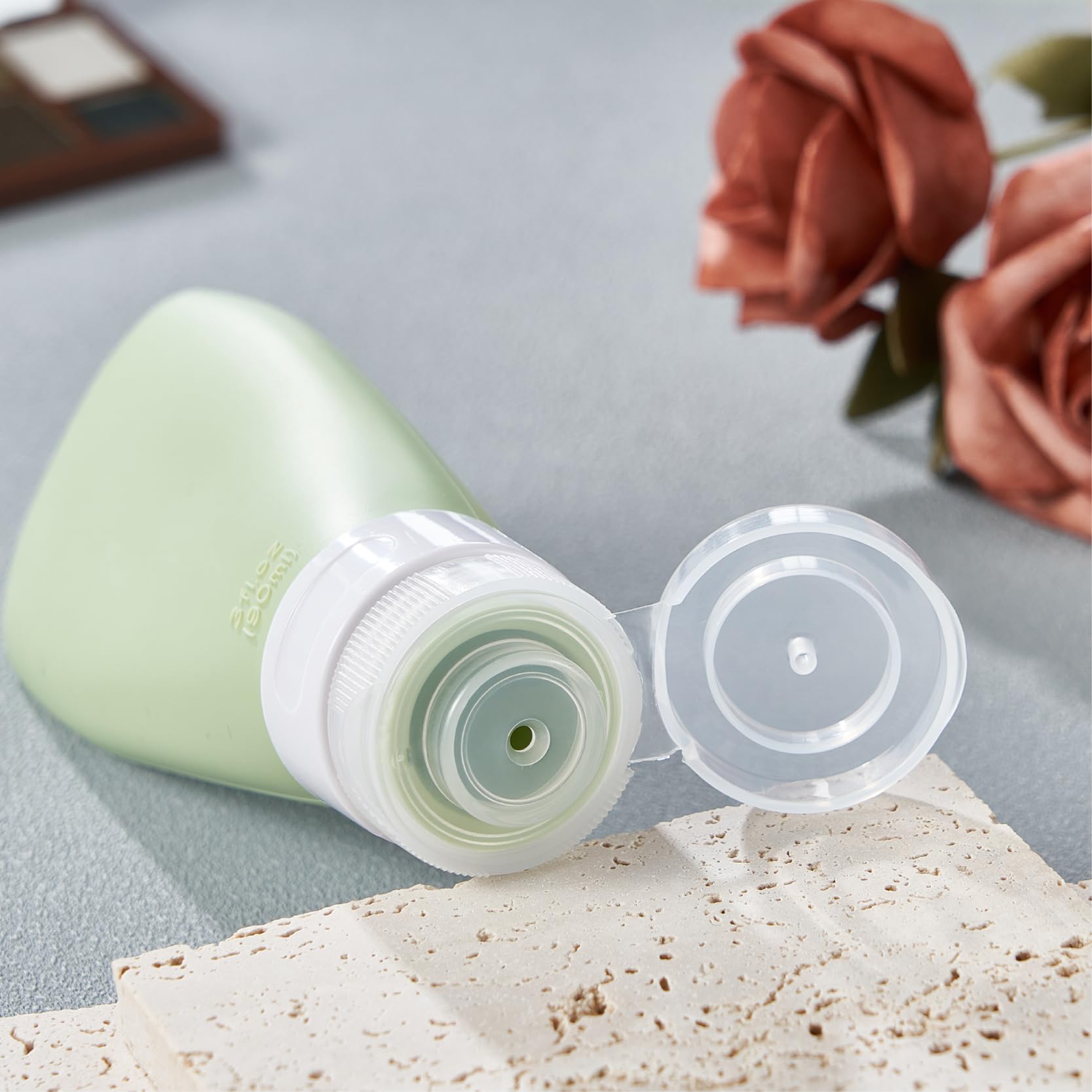 Insfit Travel Bottles, 3Oz Silicone, Tsa Approved, Bpa Free, Leak Proof, Refillable, Set Of 4, Green, For Toiletries, Shampoo, B