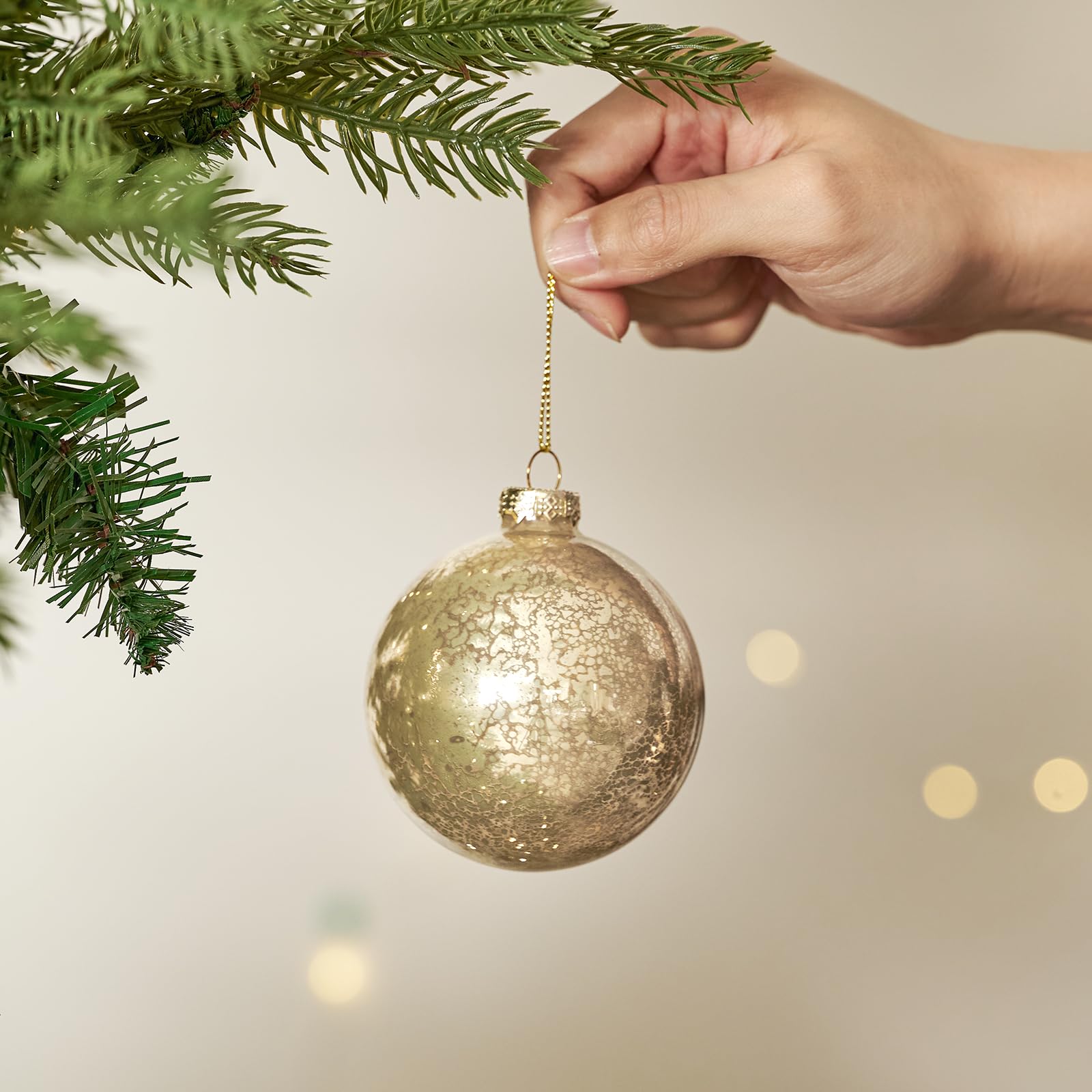 DN DECONATION Christmas Decorations Gold Mercury Glass Ball Ornaments Set of 12, 3.14    Matte Christmas Balls for Xmas Tree Dec