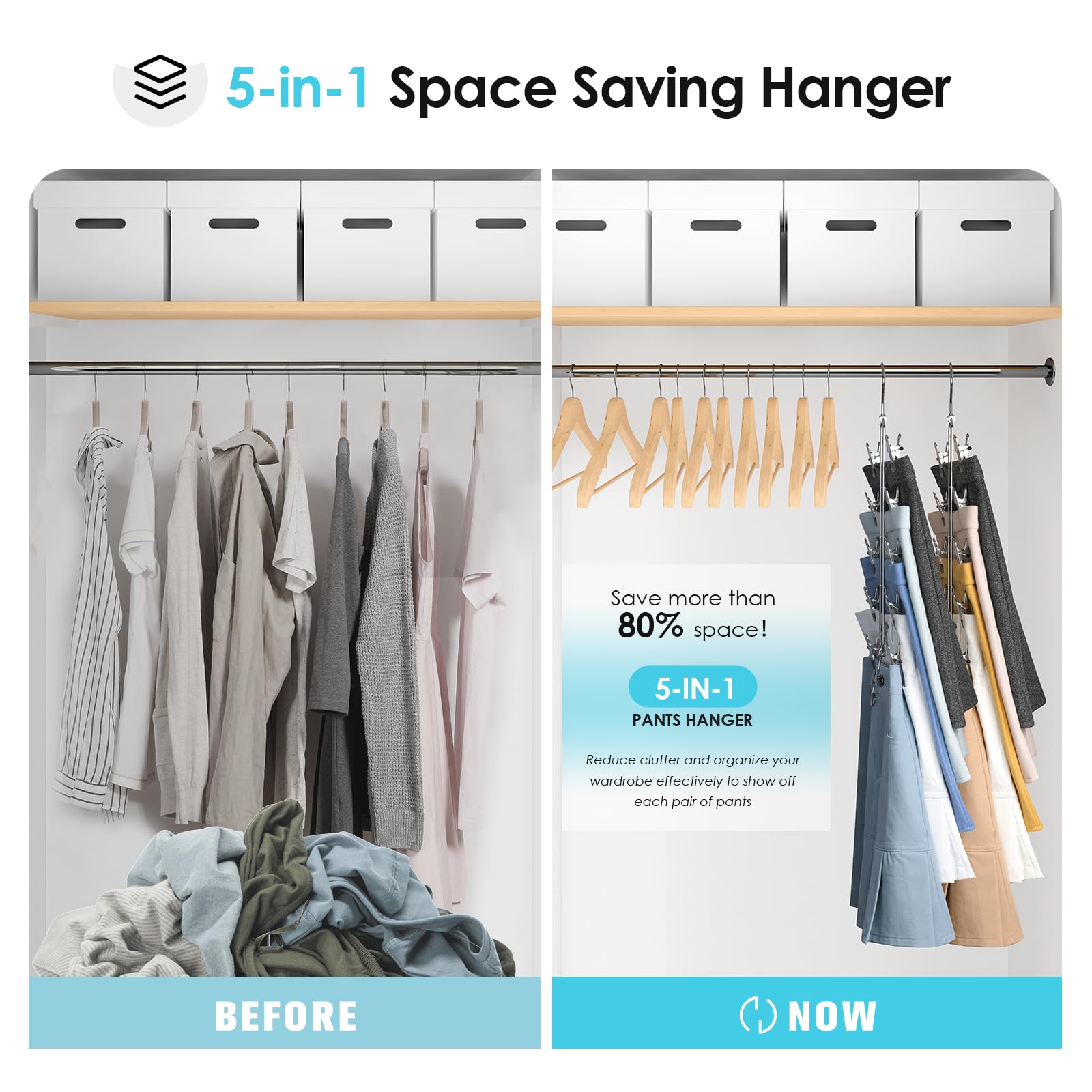 Skirt Hangers With Clips, Jadkysarh 5 Tier Pants Skirt Hangers Space Saving Multi Shorts Hangers With Adjustable Clips Closet Or
