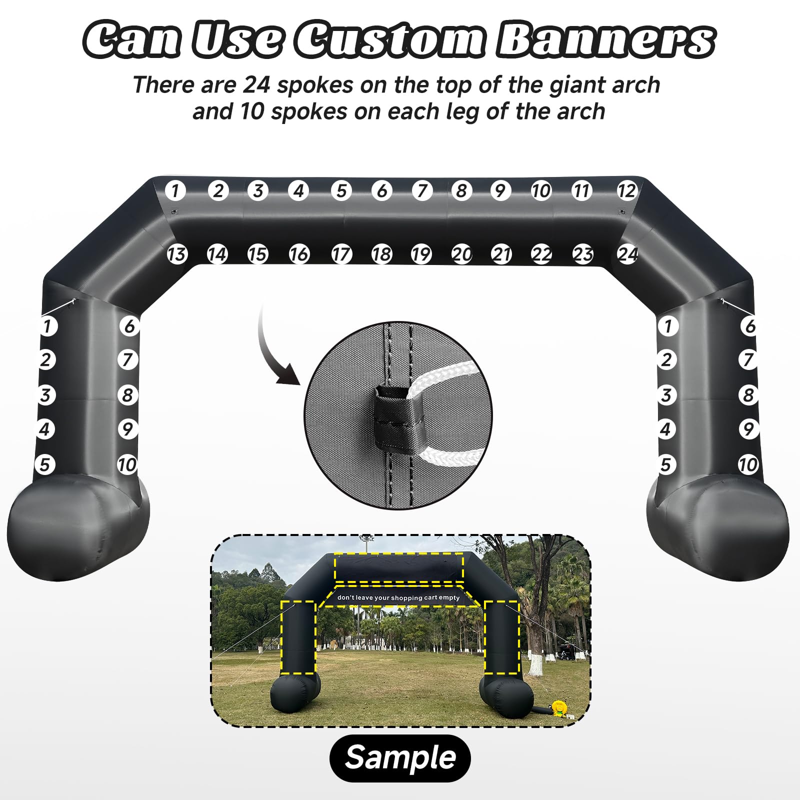 Cinnliy 33Ft Inflatable Archway,Black Inflatable Start and Finish Arch Outdoor,Sport Blow up Arch Inflatable for Race Outdoor Sp