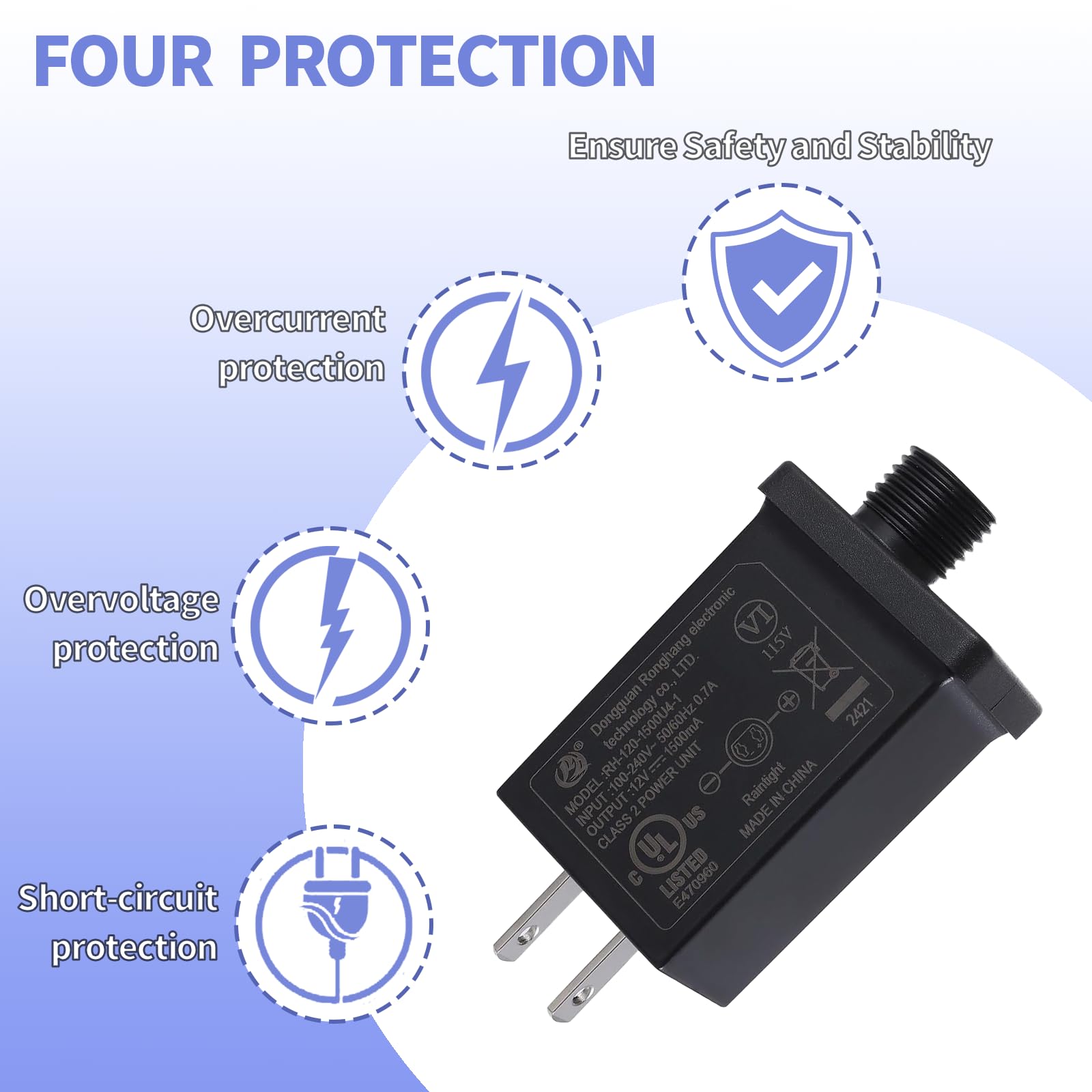 Replacement Yard Inflatable Adapter, 12V 1.5A 4 Pcs Power Supply Adaptor for Outdoor Inflatable Decoration, Power Supply Transfo