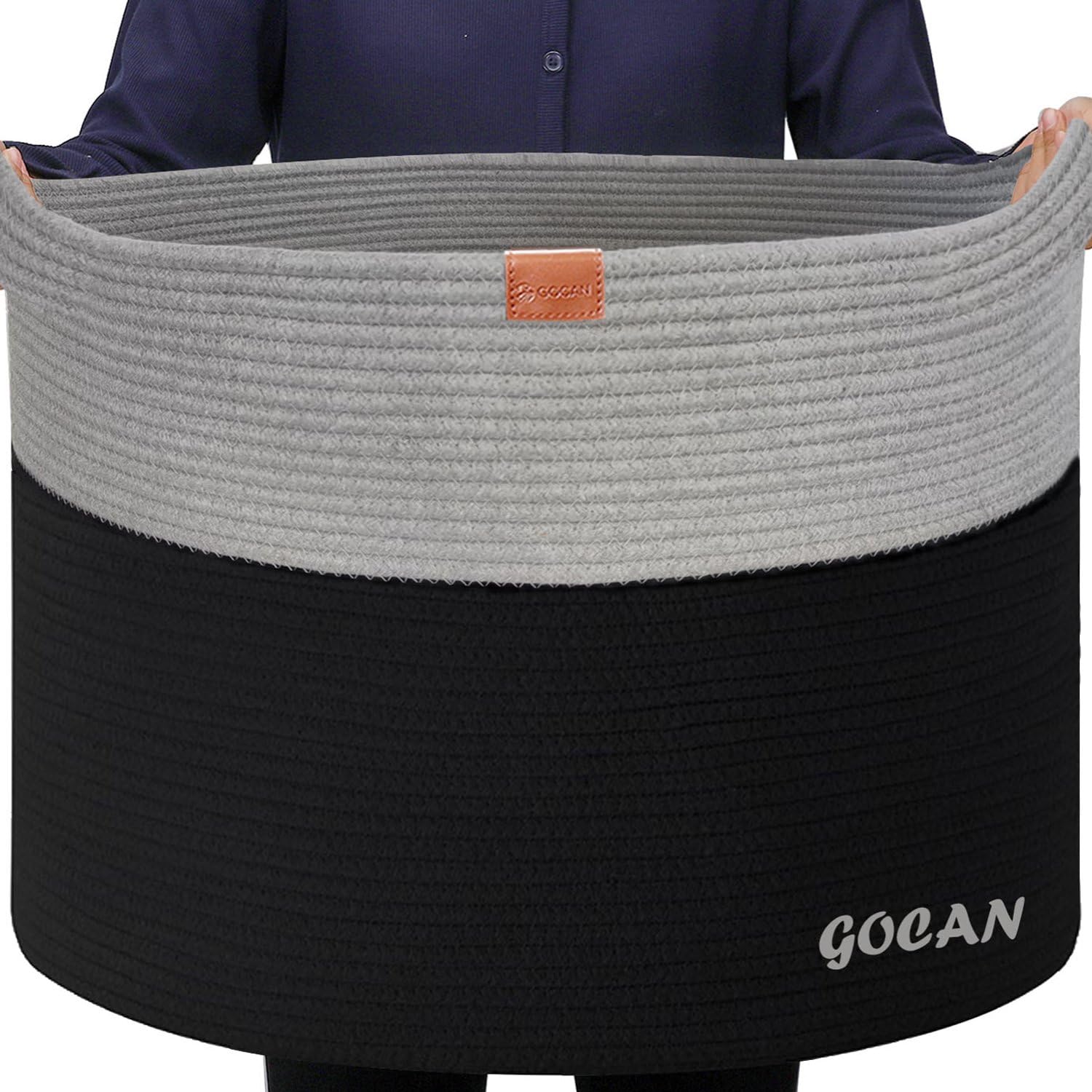GOCAN Extra Large Storage Laundry Basket 22 X 22X 14 Cotton Rope Woven Basket for Blanket Basket with Handles for Living Room To
